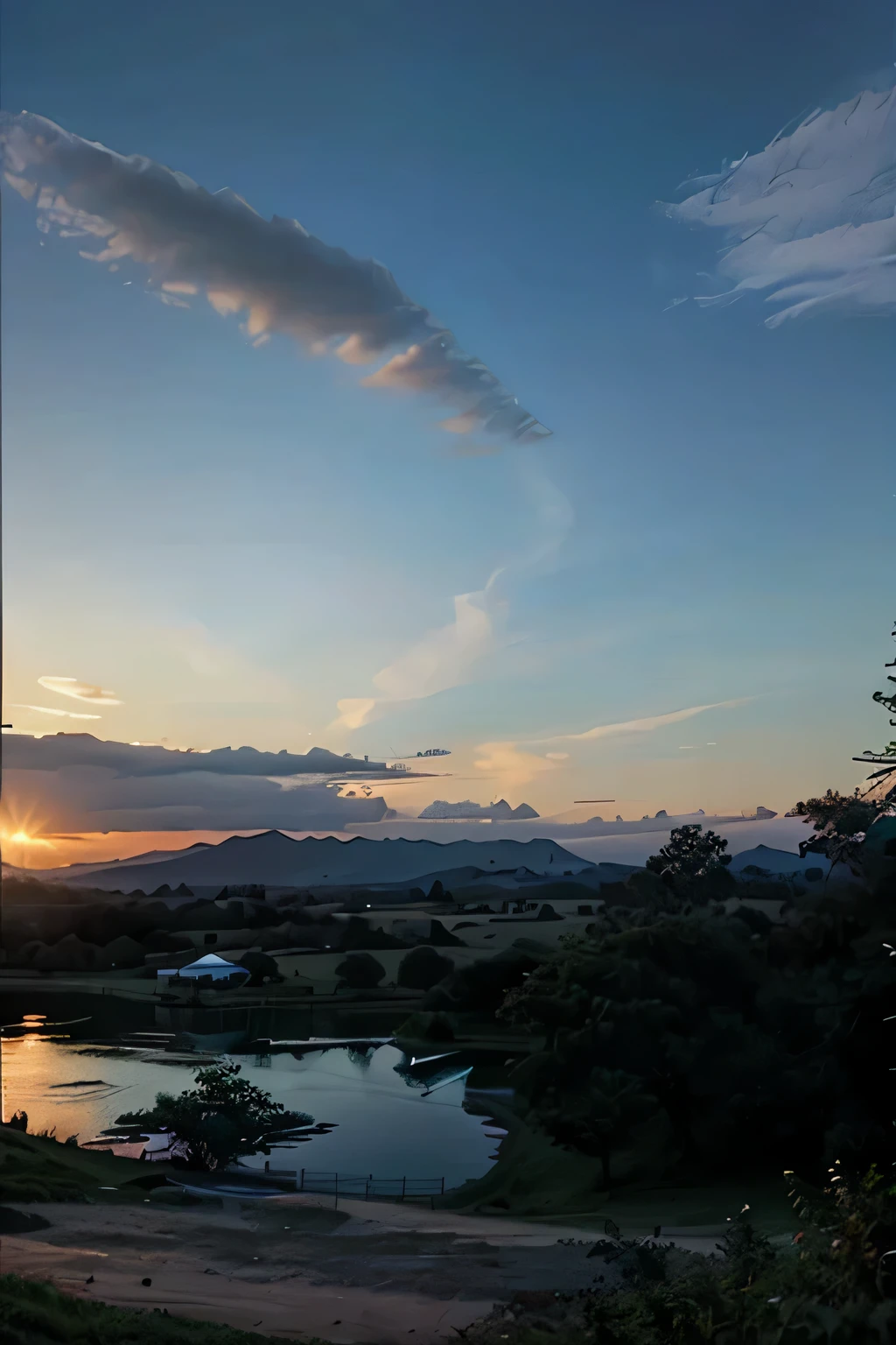 foto tomada en un parque vacio , sin personas , el cielo amaneciendo , sin personas  , tomada con celular con camara buena , cielo amaneciendo