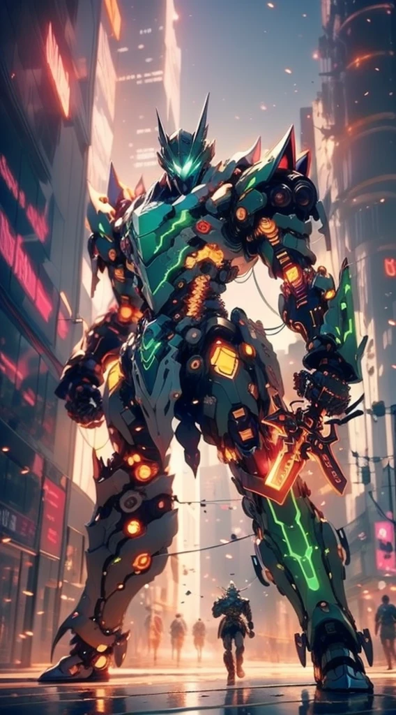 Hyperactual, Unreal Engine, 3d, Ghost executioner with huge tomahawk, super cool ghost executioner, giant battle ax, boxer, Red Mechanical boxer, wearing green Mechanical armor, Smoke surrounds, Tomahawk Swinging Pose, A majestic walk, front perspective, Perfect eight head to body proportions, tall figure, whole body photo, Ultra-detailed, actual, shining, reflective, bioluminescence, Galactic Cybernetic Mask, Mecha, (executioner: 1.2), cape, SH4G0D, glowing runes_Red, whole body, , dark background, backlight, high contrast,ultra high definition
