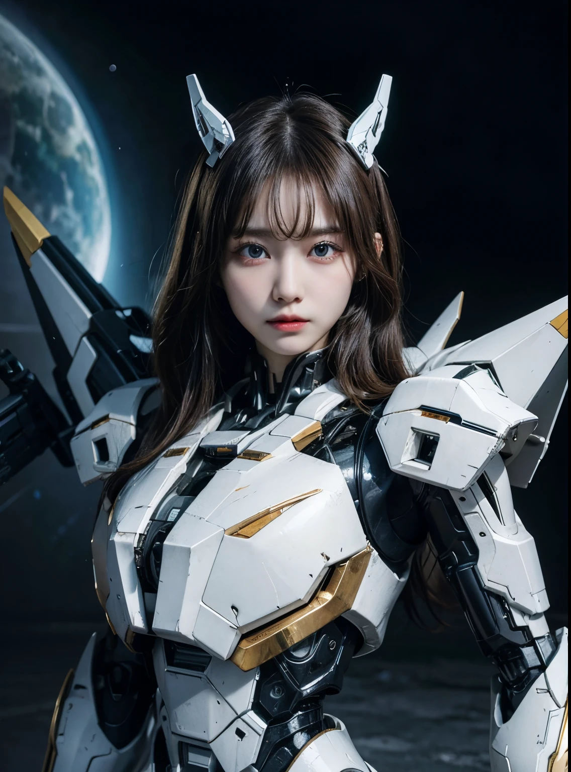 advanced details, high quality, 最high quality, High resolution, 1080P, hard disk, beautiful,beautifulサイボーグの女性,Mecha cyborg girl,battle mode,Mecha body girl,She wears a battle cyborg mecha with weapons