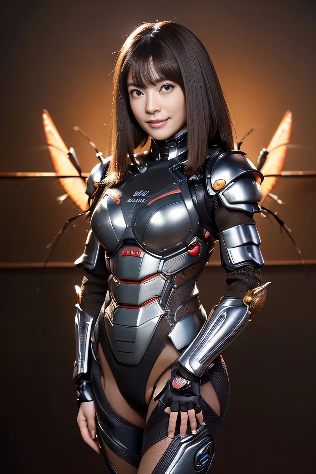 (High resolution,masterpiece,highest quality,Very detailed CG, anime, official art:1.4), realistic, photograph, amazing detail, everything is complicated, shiny and glossy,Amazing number of layers, 8K wallpaper, 3D, sketch, cute, figure,( alone:1.4), perfect female proportions,villain&#39;s daughter, (Fusion of dark brown cockroach and lady:1.4), (brown cockroach woman:1.2), (brown cockroach woman:1.2), (Fusion:1.2), (alone:1.4), (evil smile:1.2), muscular, abs, (Cockroach brown exoskeleton bio insect suit:1.4), (Cockroach brown exoskeleton bio insect armor:1.2), (brown transparent cockroach feathers:1.4), (Antennae of brown cockroaches:1.3),
