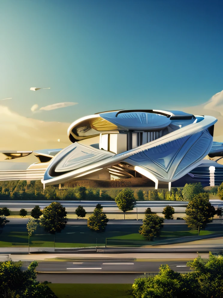 Future architecture,Technological buildings,doomsday style architecture,Integrate four-leaf clover images,surreal,detail,development structure,Optical transmission,air pollution