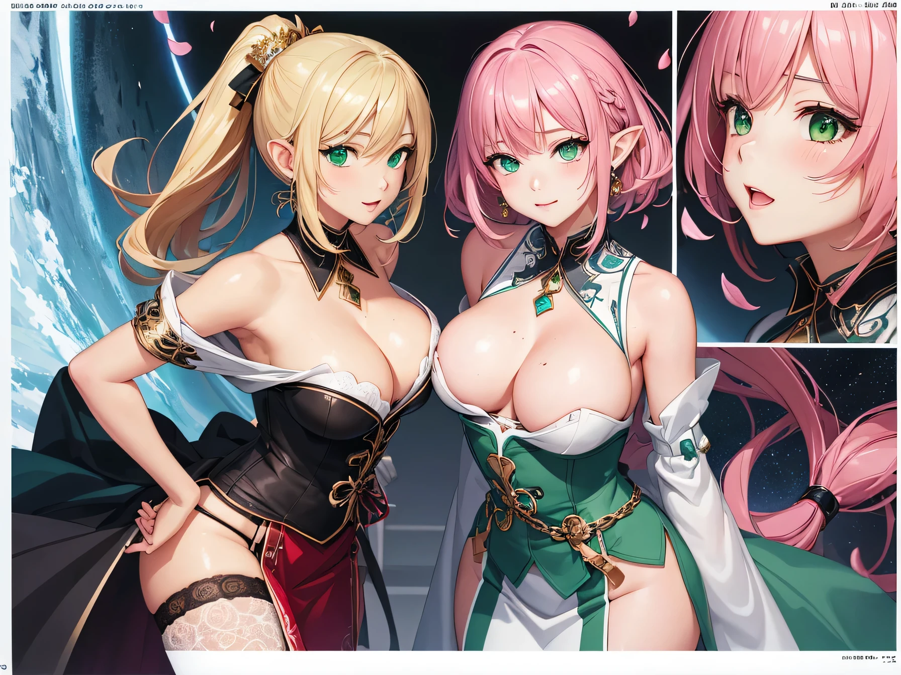 nsfw:1.1, high resolution:1.7, incredibly absurdres, kawaii:1, cute:1.5, hires.fix,anime visual:1,incredibly fine illustration,8k,masterpiece:1.2,best quality, high quality, exquisite, beautiful,insanely detailed, intricate detailed, extremely detailed, Super Definition,ultra high res, Super Resolution, best aesthetic, ultra detailed:1.5,best quality, perfect face, detailed face, masterpiece:1.2, illustration:1.2, 8k cg wallpaper, stunning art,absurdres,octane render,ultra hires,
Japanese Actress,(Idol),18yo,Beautiful,(Cute and lovely),cute girl,((anime elf with extremely cute and beautiful blonde hair)),ear breathing,(((green_eyes:1.3))),intricate eyes,beautiful detailed eyes,symmetrical eyes,big eyes:1.5,enchanting bright eyes studded with gold and silver dust,(((pinky skin,bright skin,shiny body))),upward breasts,waist slender,(detailed body,(detailed face)),cute,daring,zettai ryouiki,show skin,best relationship with four fingers and one thumb,Very Fine Face and Eyes,Very Fine Hair,(Perfect Anatomy),((girl trembling with sexual climax)),Garter Belt,Bare shoulders,Check out our thru-rack chokers and midi rings with chains,1girl:1.3, (line art:1.3), cute girl, kawaii girl, cute, kawaii, celestial:1.3,costume, intricate clockworks dress with long sleeves, simple, affordable, cheap engraving, craftsmanship, (flowers, petals), enticing pose, cubism background, absurdres, highres, ultra detailed,