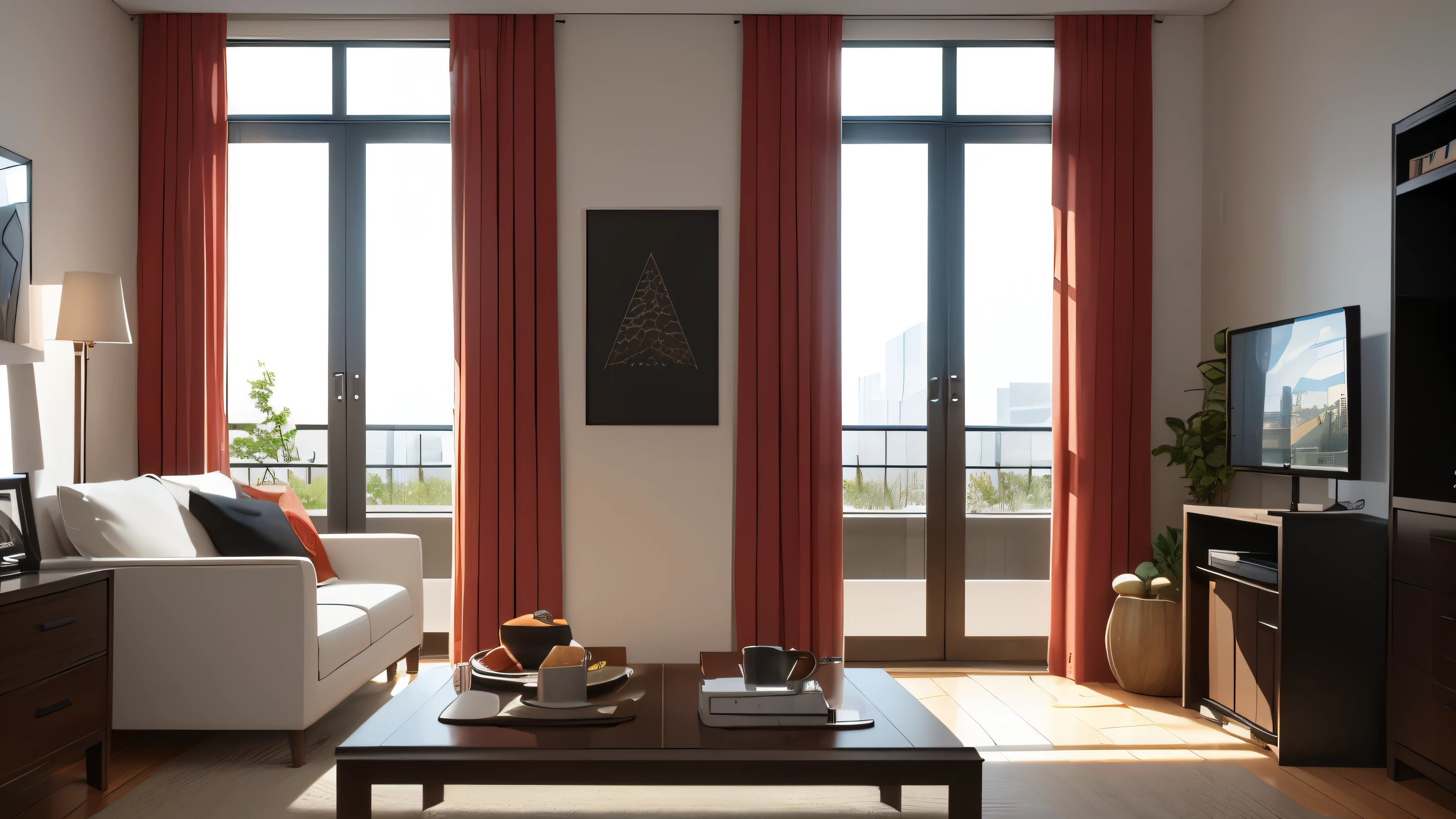 you are a famous interior designer、I was asked to create a 3D image of a large modern room.。. Create a harmonious environment with modern and minimalist furniture. Including garden interior.