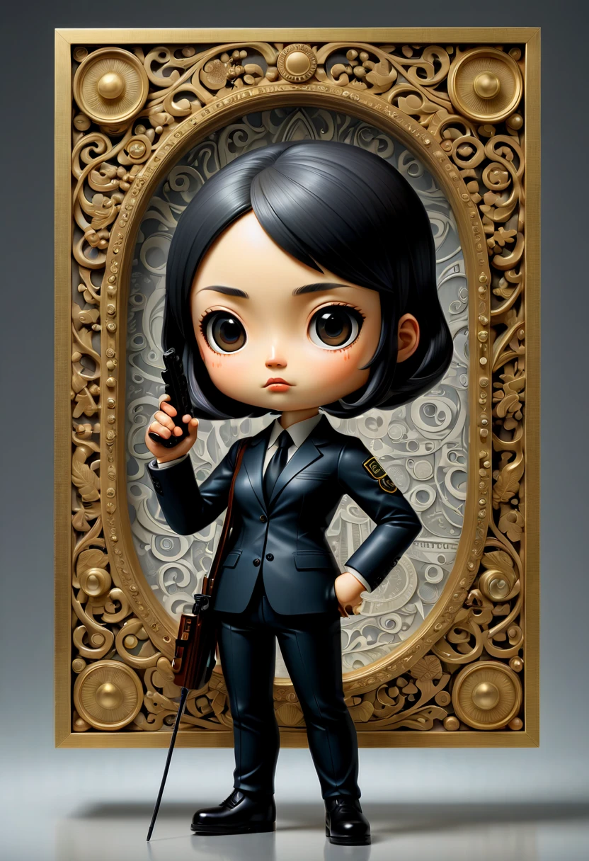 Secret Agent, by Yoshitomo Nara, (best quality, masterpiece, Representative work, official art, Professional, Ultra intricate detailed, 8k:1.3)