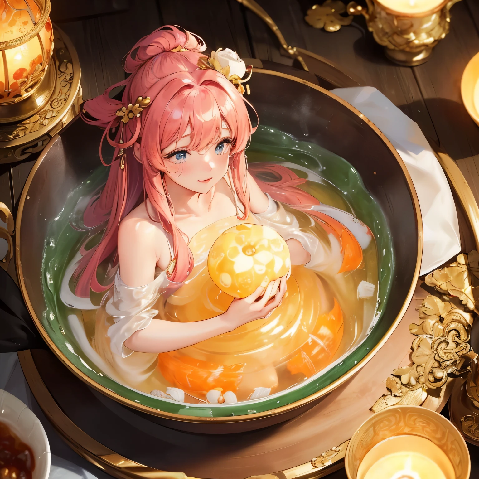 molten gold,gold accessories,1girl,shiny skin,liquid metal girl,slime,