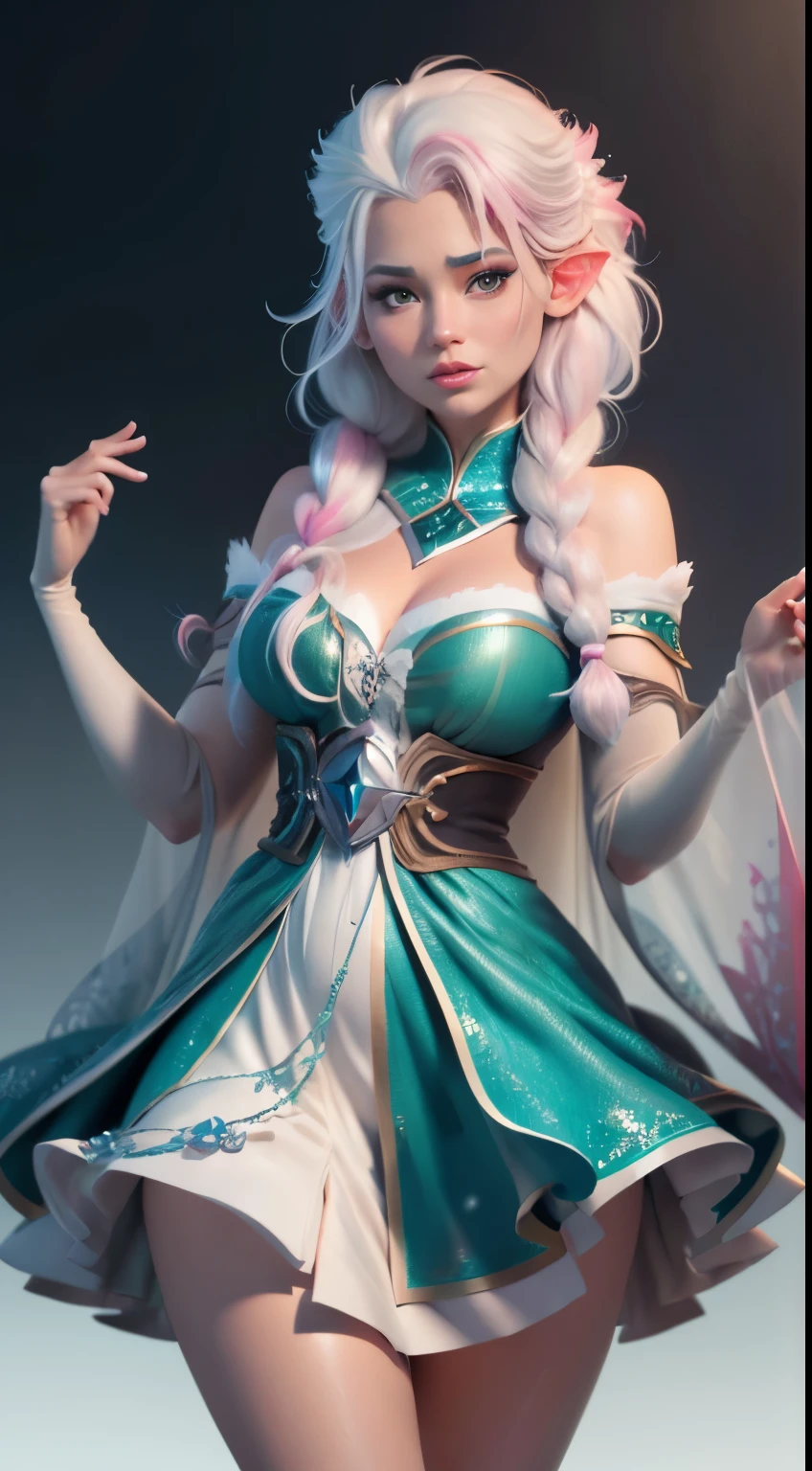 Elfgirl (Komi-san-Elsa frozen Disney tinkerbell Disney mezclando modelos .) (ultra FUSION of white and pink hair) Highly detailed CG unity 8k wallpaper, style shot, complex, high detail, dramatic, highest quality movie still image, very detailed, masterpiece, best quality, character design, Elsa, Elsa from Frozen,Komi-san tinkerbell Disney fusion (( Dark style)), realistic ultra-detailed rendering style, natural light, sharp character design, (hard focus, 8k), (((natural skin texture))), 8k textures, soft cinematic lighting, adobe lightroom, dark room, hdr, Sophisticated, Elegant, Rich Detail, Sharp Focuilm Look) )), Soothing Tones, Detail Frenzy, Intricate Detail, Super Detail, Low Contrast, Soft Film Lighting, Dull Colors, Exposure Blending, HDR, Fade, 35mm, f/1.4, ISO64, f16, 25 sec.
