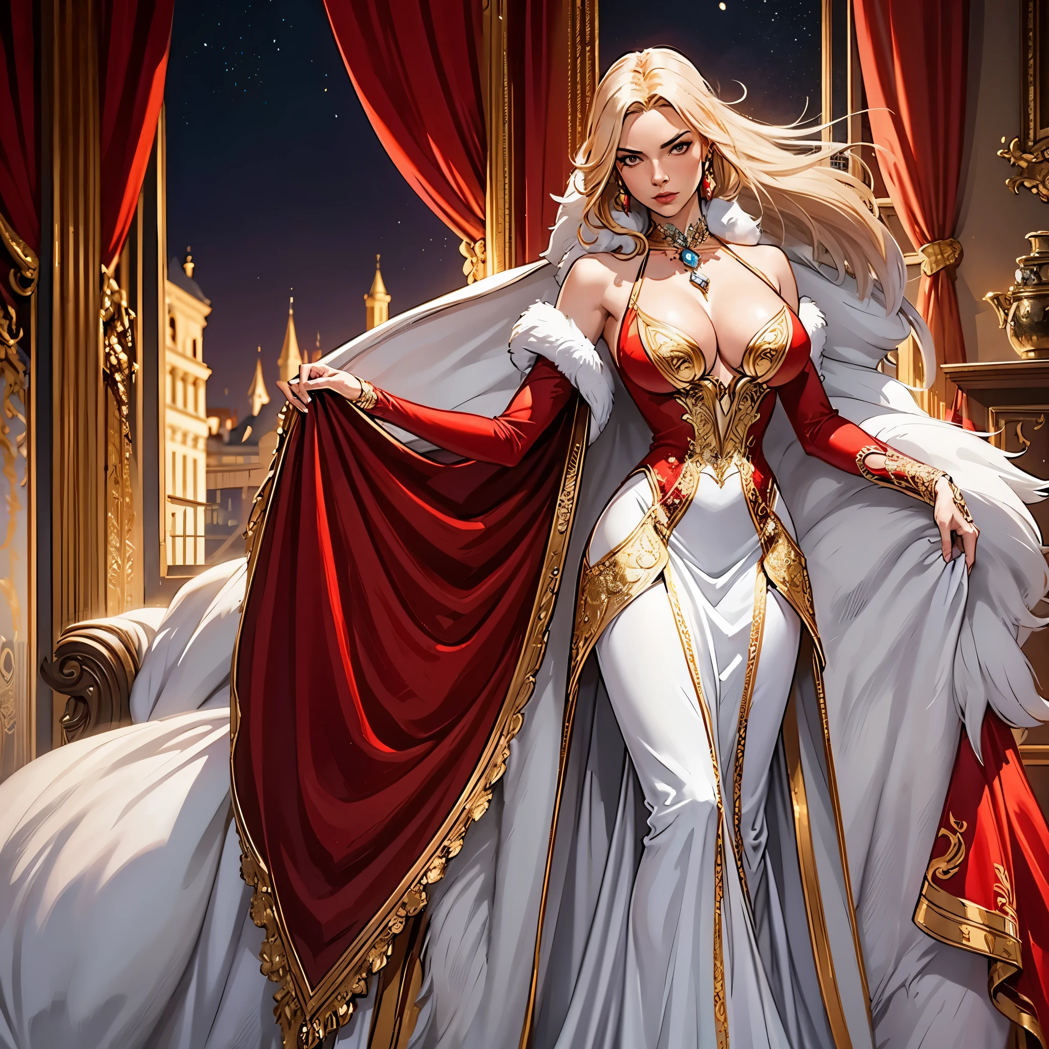 Medieval fantasy setting, night time, inside a beautiful manor, luxury