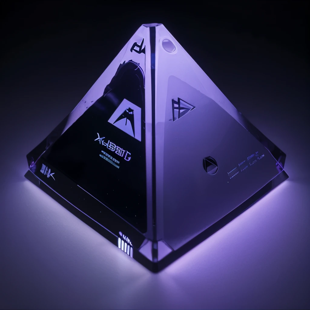 futuristic pyramid xbox controller shaped as a transparent pyramid very visually appealing high definition quality purple turquoise hues