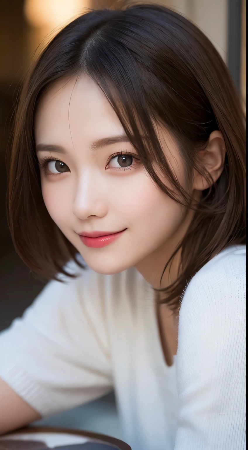 table top, highest quality, shape, Super detailed, finely, High resolution, 8k wallpaper, 完璧なダイナミックな構shape, beautiful and detailed eyes, winter dress,medium hair, small breasts, natural color lip, random sexy pose,smile,big city、20 year old girl、midnight、美しくdetailed face、perfect and beautiful face,Big eyes、RAW photo、spread your arms and legs wide、Express your best mood with your whole body、beautiful and detailed eyes、small face、beautiful duplex、slim face and style、 (get closer to the face, enlarge the face, face focus:1.0), break, (masterpiece, highest quality, Super detailed, detailed face, 8k)、real photos、perfect and beautiful face、blur the background、smile