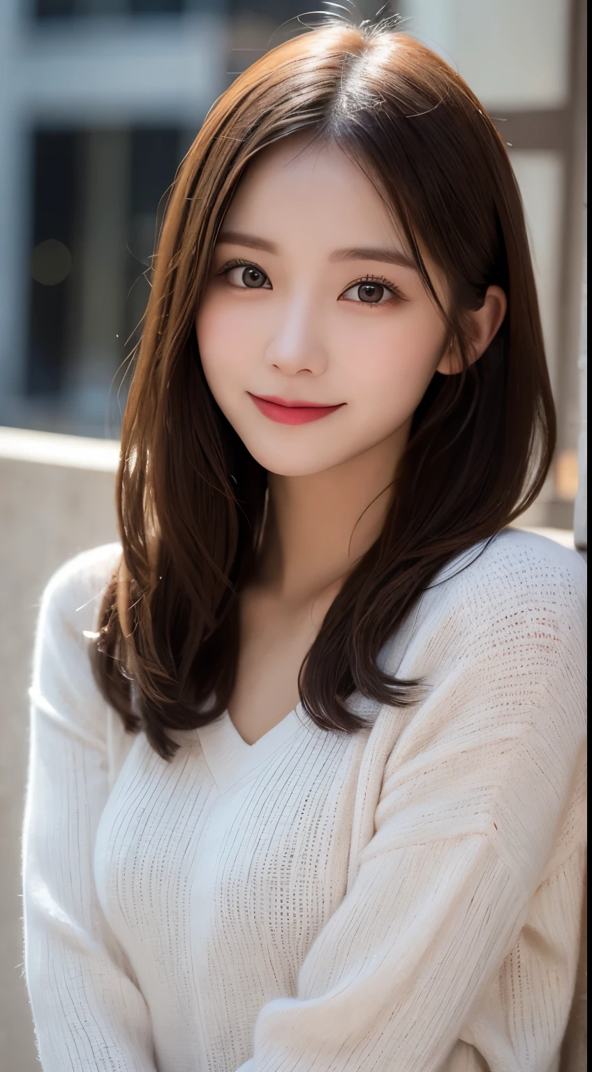 table top, highest quality, shape, Super detailed, finely, High resolution, 8k wallpaper, 完璧なダイナミックな構shape, beautiful and detailed eyes, winter dress,medium hair, small breasts, natural color lip, random sexy pose,smile,big city、20 year old girl、midnight、美しくdetailed face、perfect and beautiful face,Big eyes、RAW photo、spread your arms and legs wide、Express your best mood with your whole body、beautiful and detailed eyes、small face、beautiful duplex、slim face and style、 (get closer to the face, enlarge the face, face focus:1.0), break, (masterpiece, highest quality, Super detailed, detailed face, 8k)、real photos、perfect and beautiful face、blur the background、smile