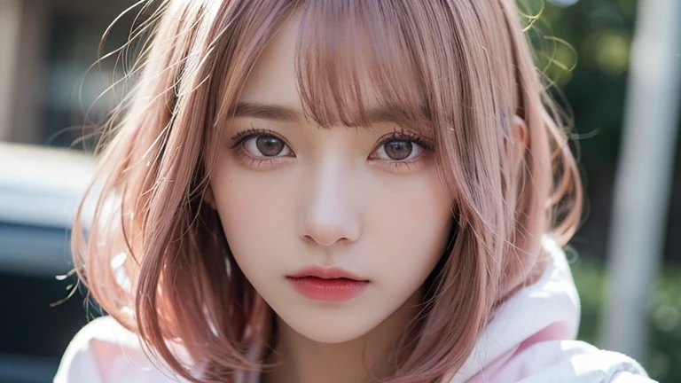 muste piece, best quality, illustration, Super detailed, fine details, High resolution, 8K,wall paper, perfect dynamic composition, beautiful detailed eyes, White camisole,short bob hair、pink hair color,Big Natural Color Lip, bold sexy pose,crying a little、cold gaze,Harajuku style、20 year old girl、cute type、lolita、good eyes、Sleeping on the bed