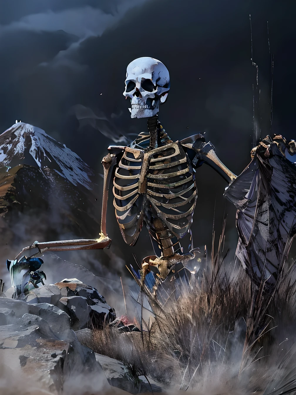 tem um Esqueleto parado no meio de um campo, Esqueleto corpse, Esqueleto climbing, Esqueleto altamente detalhado, Esqueleto, chained Esqueleto, esqueleto, volcanic skeleton, Esqueleto detalhado texturizado, a Esqueleto smoking a cigar, the other a skeletal figure, ( ( ( Esqueleto ) ) ), Esqueleto com olhos, Esqueletos ressuscitando dos mortos, um Esqueleto vencendo uma maratona