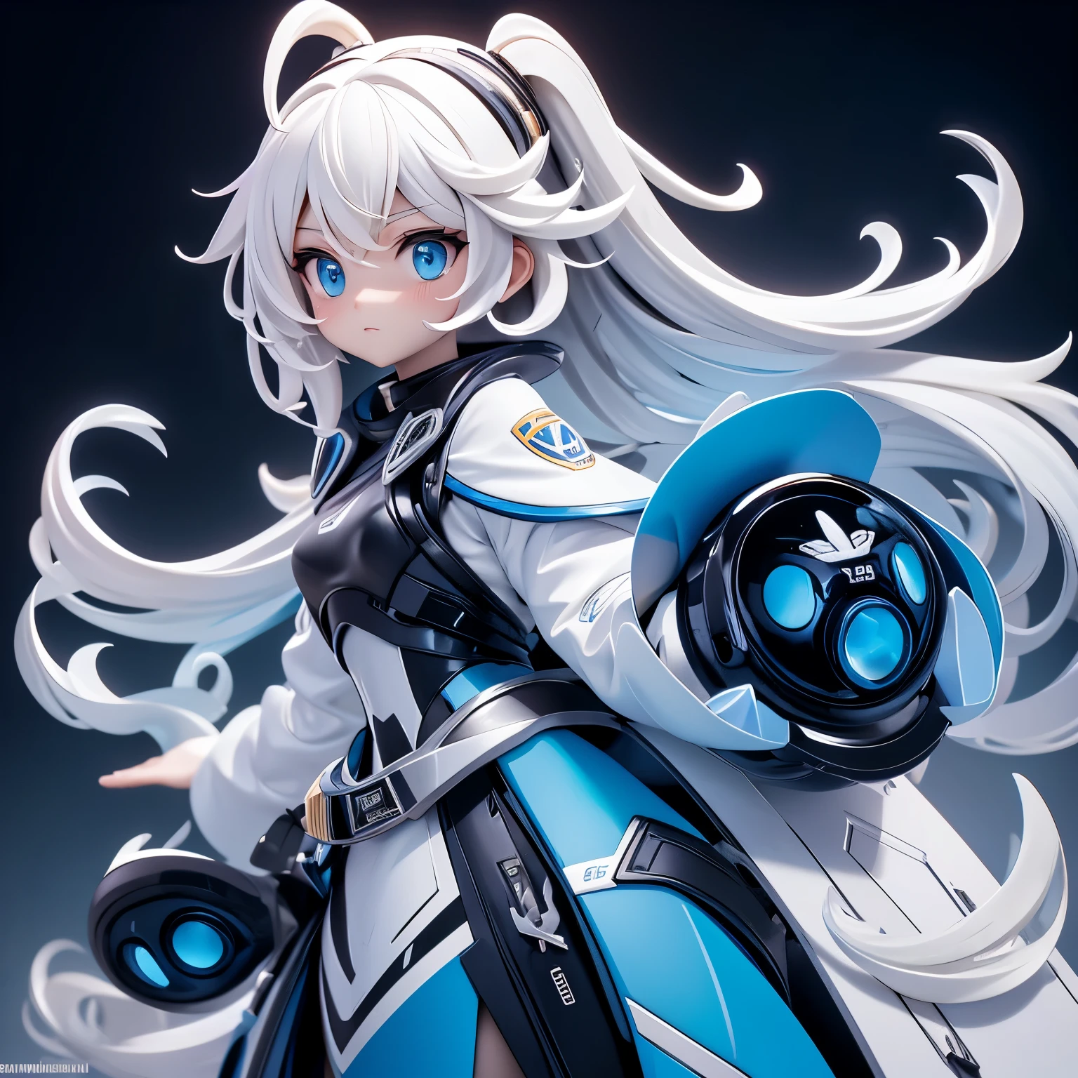 woman and ,golden white hair,blue eyes,,,black space suit