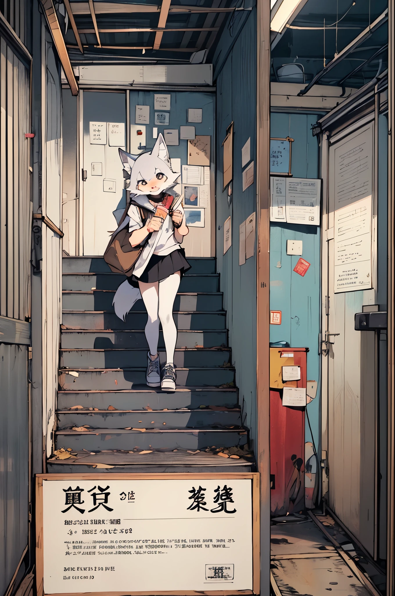 top quality, best quality, highres, unparalleled masterpiece, perfect artwork, paid reward available, indoor, couple of comics(super cute 1girl, 1wolf, kemono, furry anthro)tumblr, sosaku hanga, black and white manga page, manga page, doujin, ddlc, anime, comedy comic, black and white manga panel, zerochan,