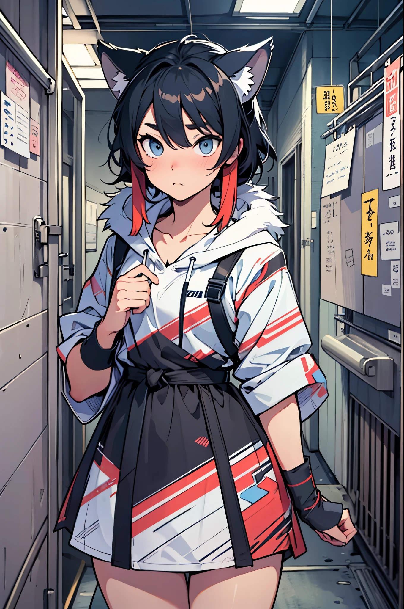 top quality, best quality, highres, unparalleled masterpiece, perfect artwork, paid reward available, indoor, couple of comics(super cute 1girl, 1wolf, kemono, furry anthro)tumblr, sosaku hanga, black and white manga page, manga page, doujin, ddlc, anime, comedy comic, black and white manga panel, zerochan,