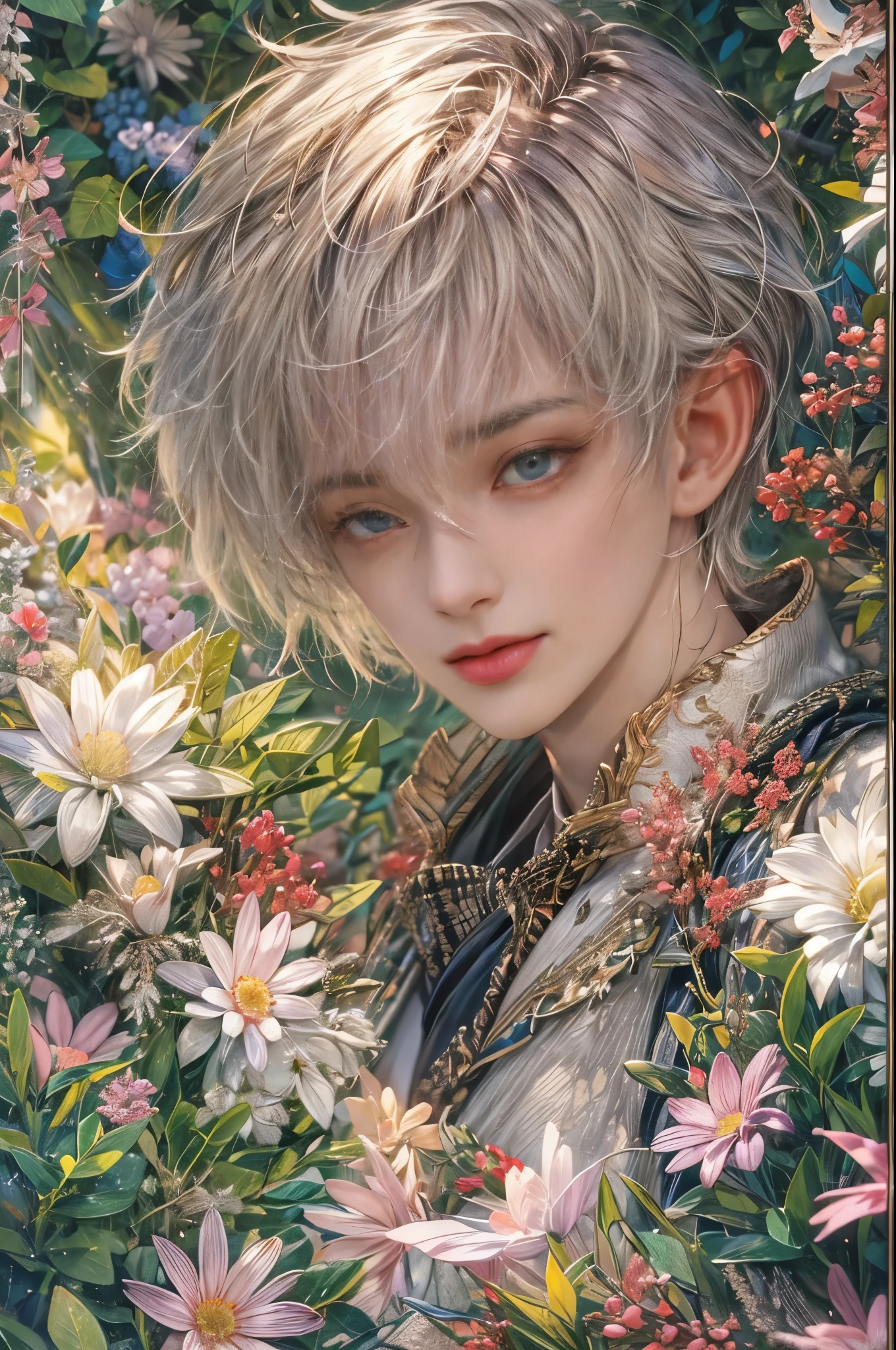 (masterpiece, top quality, best quality, official art, beautiful and aesthetic:1.2), boy, teen, handsome, extreme detailed faces, (fractal art:1.3), colorful, highest detailed, (perfect face), shiny skin, HDR, cantarella, extremely detailed surroundings,