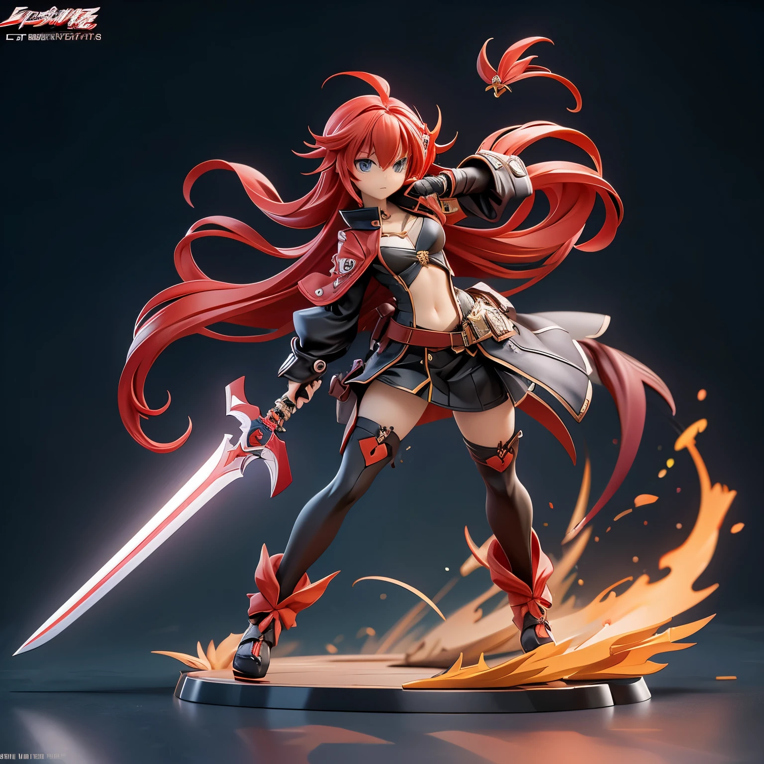 Red hair、Anime character holding sword in hand, Guilty Gear Art Direction, Guilty Gear Effort Splash Art, Detailed digital animation art, Detailed anime character art, Stunning character art, author：Yang Jie, 2. 5d cgi anime fantasy artwork, Epic and beautiful character art, Best Art Sites for Fan Art, Guilty gear art style, Popular topics on artstation pixiv