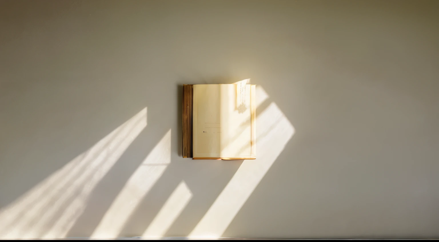 (8k, best quality), Ultra-detailed, beautiful details, lifelike, There is a real book in the middle of the picture,surrounded by olive leaves,coffee soft sunshine,shadow,light gray grit background,Nordic literary style background,depth of field,16:9