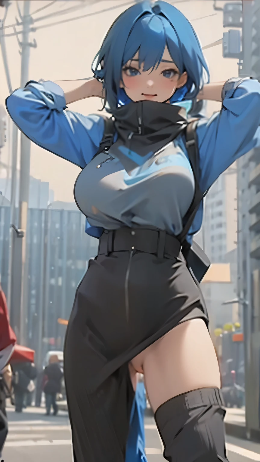 Blue hair, cute, big tits, sexy, pussy seen, fucked