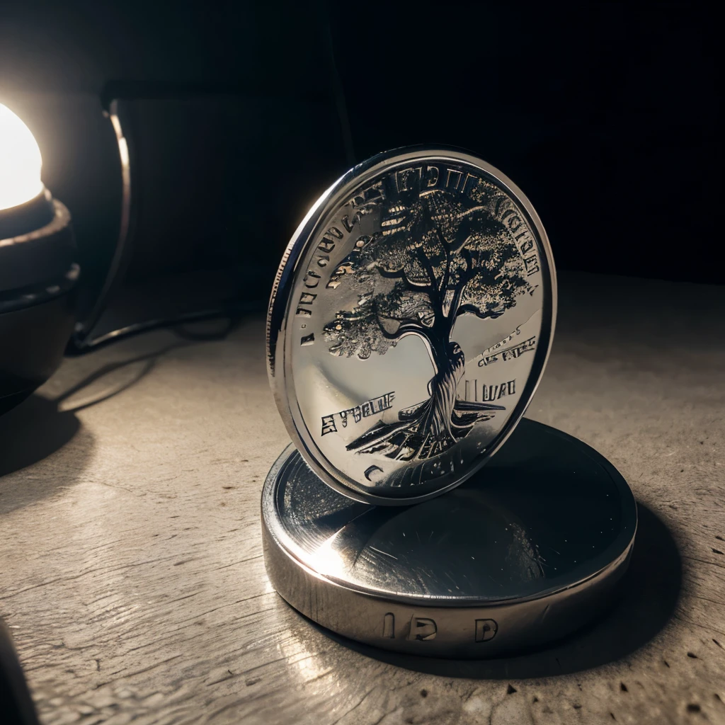 tree of life on a 3d coin front facing posture highly detailed
platinum alloy chrome hues