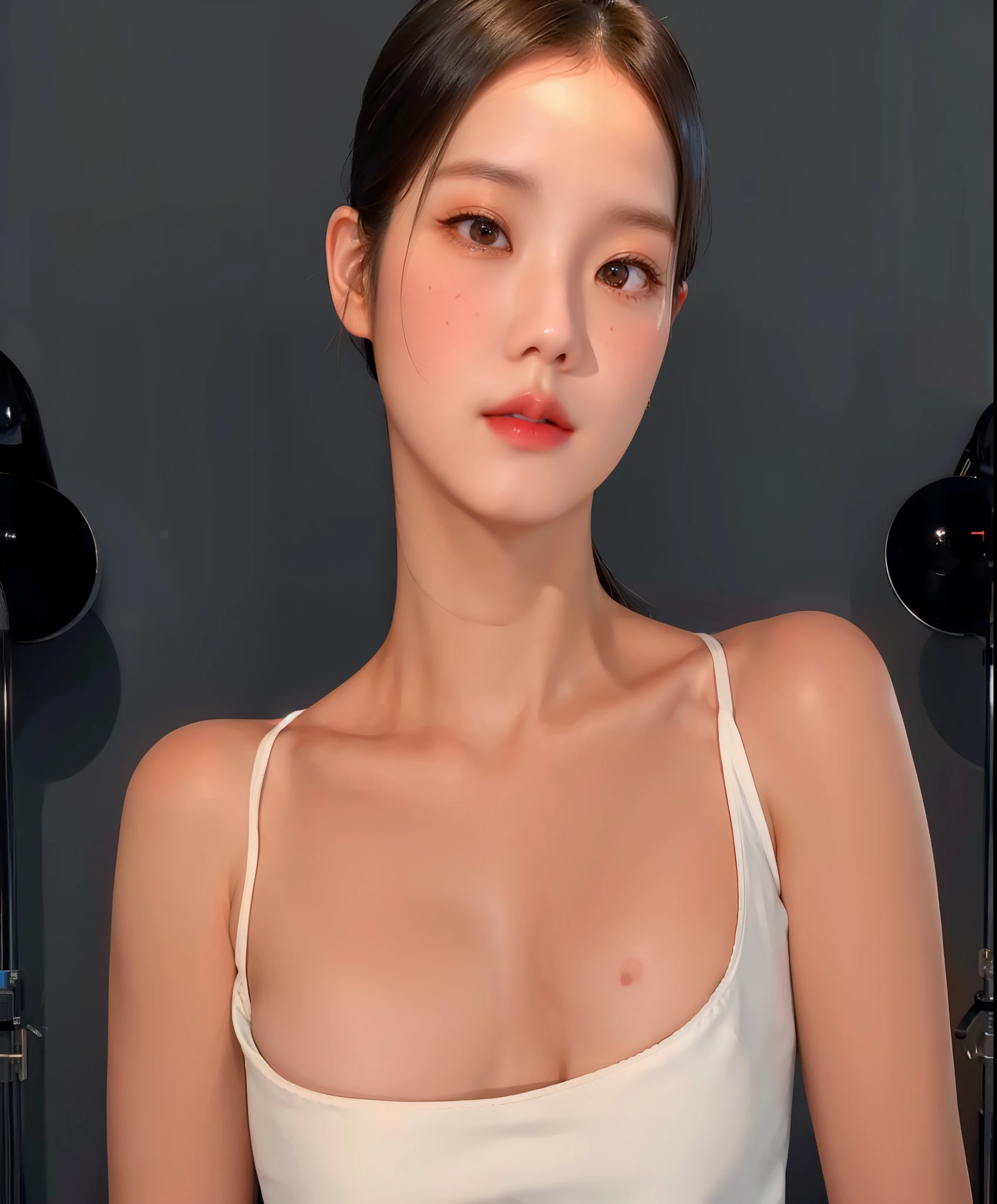 arafed woman in white top posing in front of a camera, blackpink jennie, heonhwa choe, beautiful south korean woman, gorgeous young korean woman, gongbi, taejune kim, lee ji-eun, lee ji - eun, female actress from korea, jaeyeon nam, park ji-min, beautiful young korean woman, jiyun chat, blackpink, jisoo, kim jisoo, jisoo kim, kim jisoo blackpink, Korean female face 