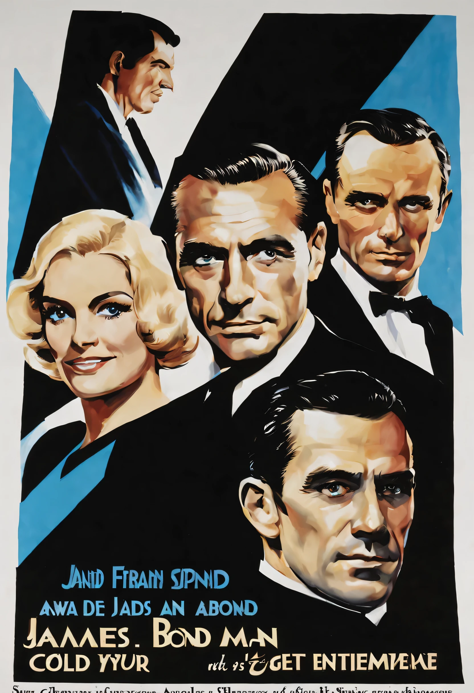 Smiling man in a black suit:There&#39;s another man staring behind that man..,cold war,The conflict beneath the smile,On the surface we get along fine、express it in your heart, recognize each other as enemies.,movie poster,nice,James Bond,masterpiece,Award-winning work,,Snazzy,british movies,beautiful light and shadow,Man in the shade