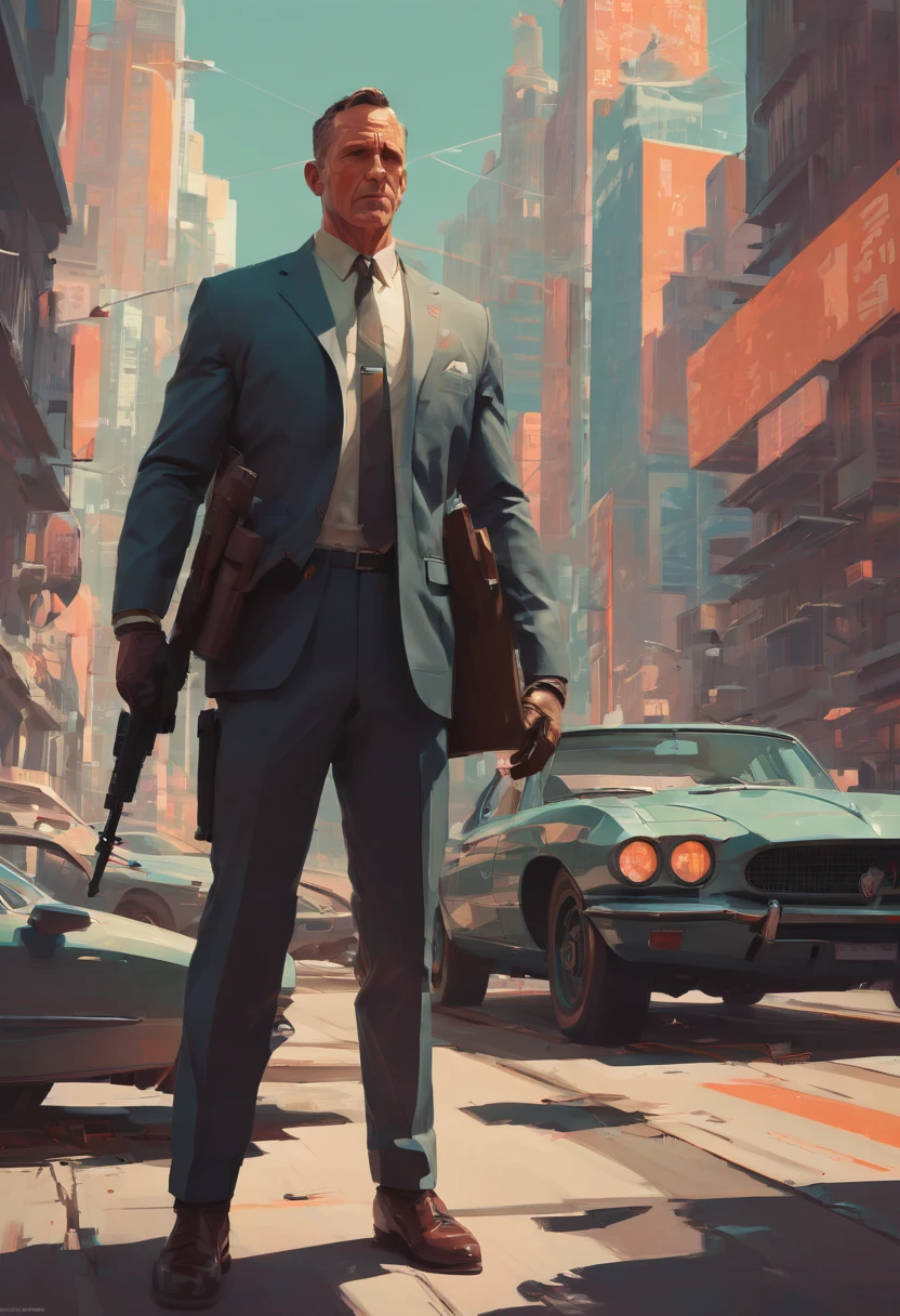 Secret Agent by James Gilleard, best quality, masterpiece, Representative work, official art, Professional, Ultra intricate detailed, 8k