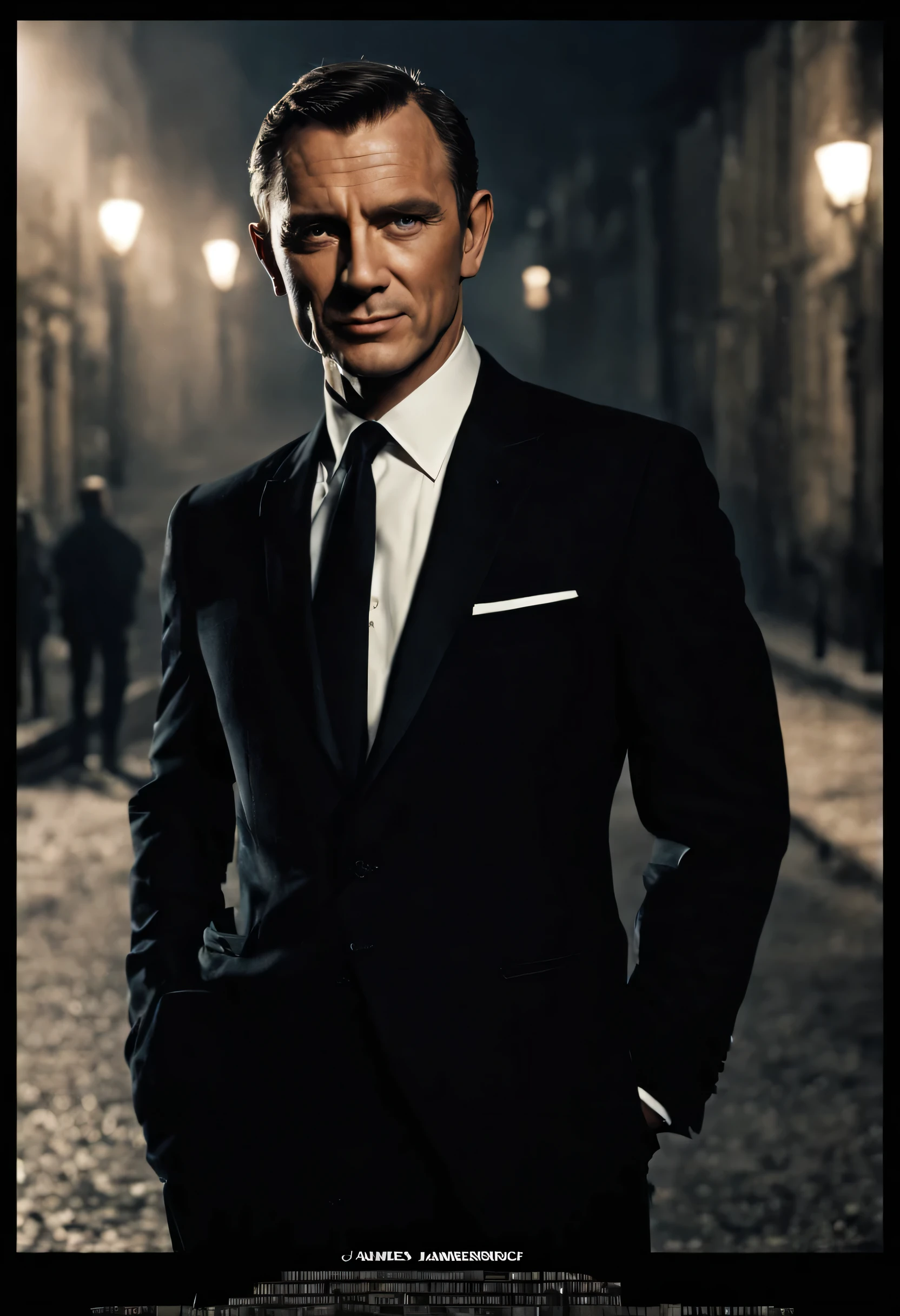 Smiling man in a black suit:There's another man staring behind that man..,cold war,The conflict beneath the smile,On the surface we get along fine、express it in your heart, recognize each other as enemies.,movie poster,nice,James Bond,masterpiece,Award-winning work,,Snazzy,british movies,beautiful light and shadow,Man in the shade