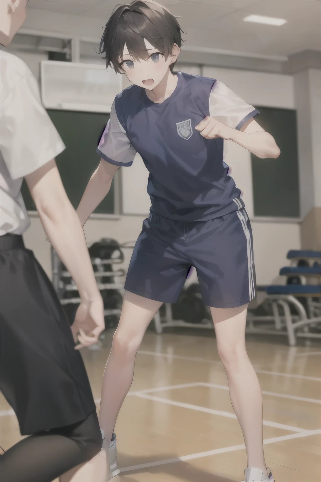 man,Black person,Dark-skinned men,white socks,Knee socks,sports shoes,sports student,shorts,abdominal muscles,muscle,Strong and fit,There is a boy in front of me,Cute high school student