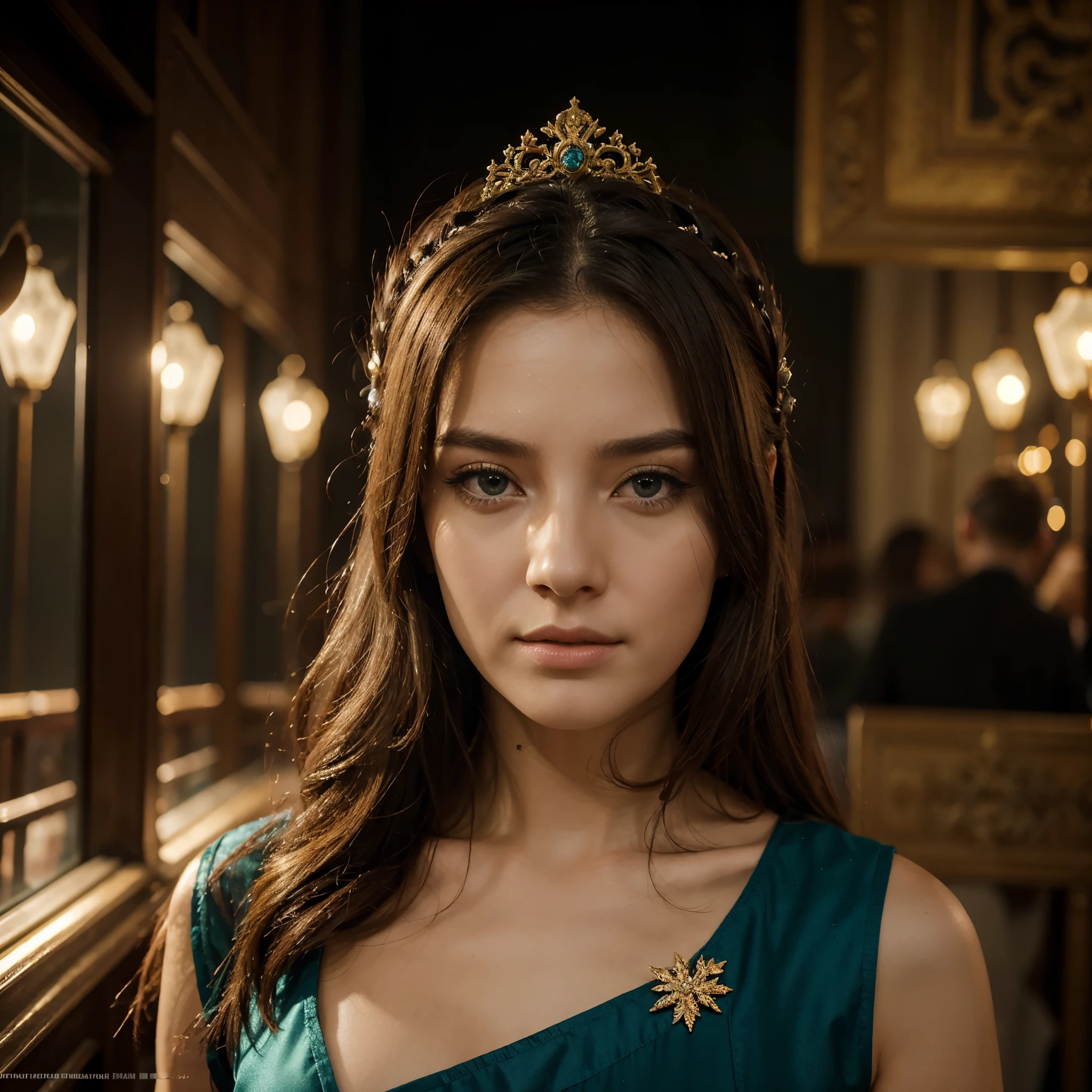 un beau portrait d'empress, cheveux blond, yeux bleus parfaits, avec un brillant, impossible de frapper un grand casque de Noël, vêtements robes de Père Noël, tout Noël, neige, Symmetrical, spectacular studio lighting, rococo, baroque, green vegetables, asiatique, hyperréalisme, fermer, D&D, fantaisie, complexe, elegant, Very detailed, digital painting, Station artistique, rendu d'octane, 8K, art conceptuel, mat, Sharpness