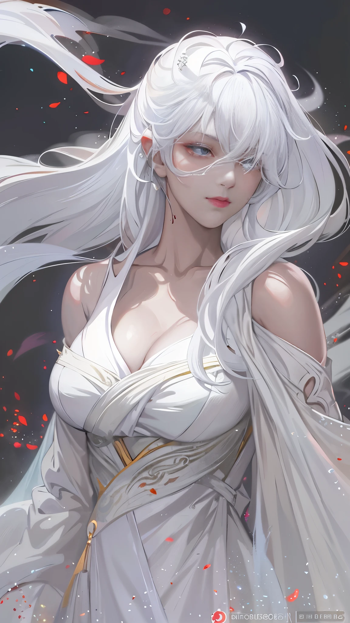 a white hair、Close-up of woman wearing white mask, beautiful figure painting, guweiz, guweiz style artwork, White-haired God, author：Yang Jie, Epic and beautiful character art, Stunning character art, author：Fan Qi, by Wuzhun Shifan, guweiz on pixiv artstation