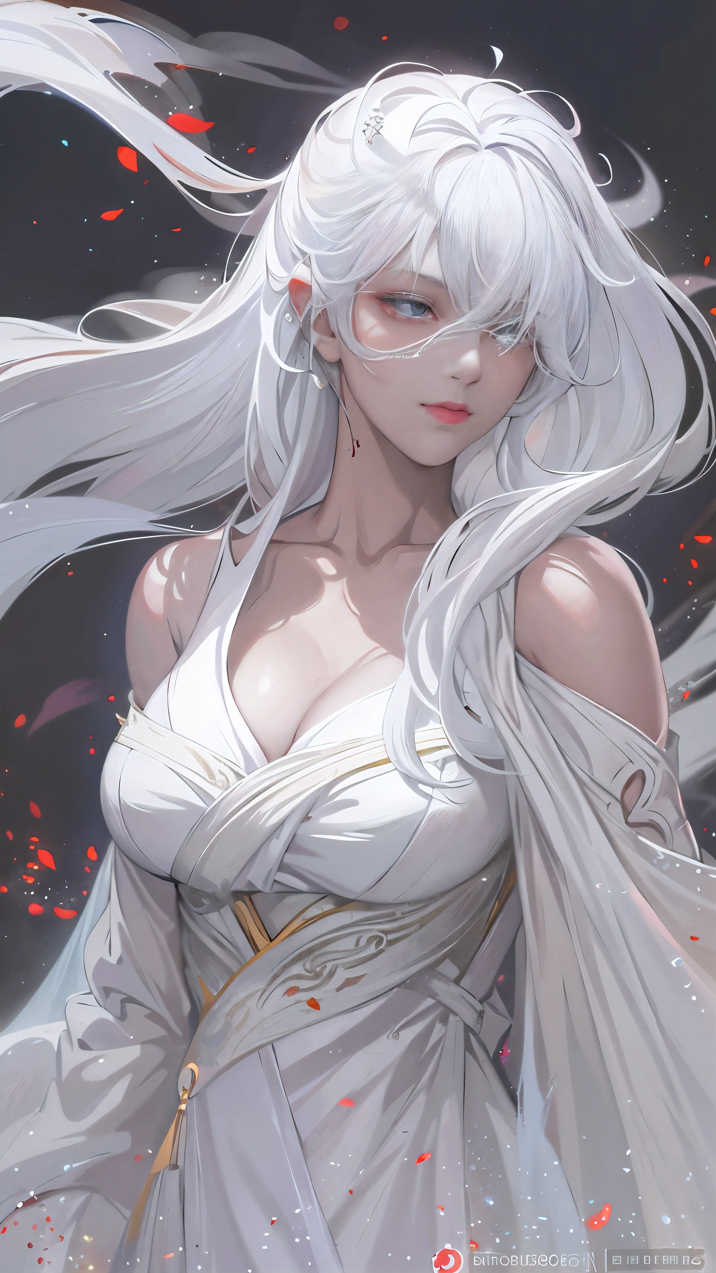 a white hair、Close-up of woman wearing white mask, beautiful figure painting, guweiz, Gurwitz style artwork, White-haired God, author:Yang Jie, Epic and beautiful character art, Stunning character art, author:Fan Qi, by Wuzhun Shifan, guweiz on pixiv artstation