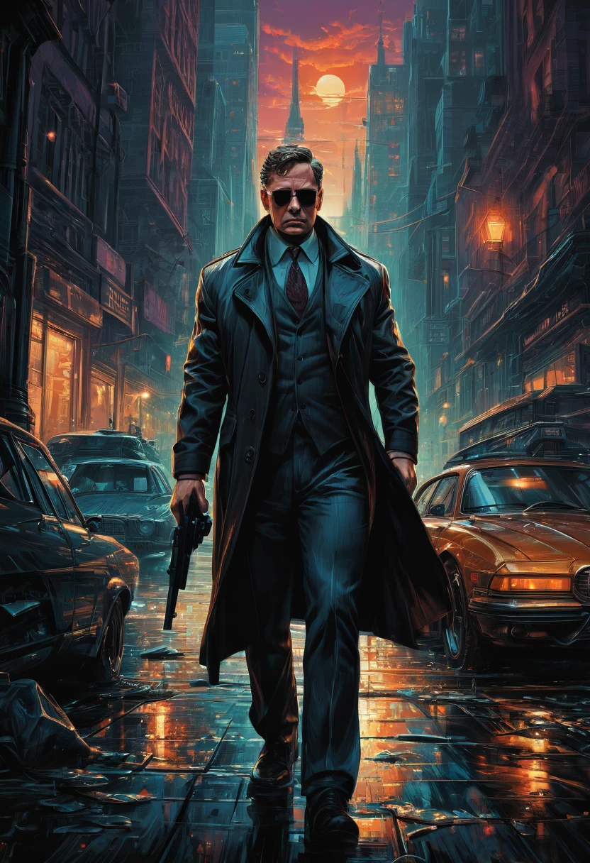 Secret Agent by dan mumford, best quality, masterpiece, Representative work, official art, Professional, Ultra intricate detailed, 8k