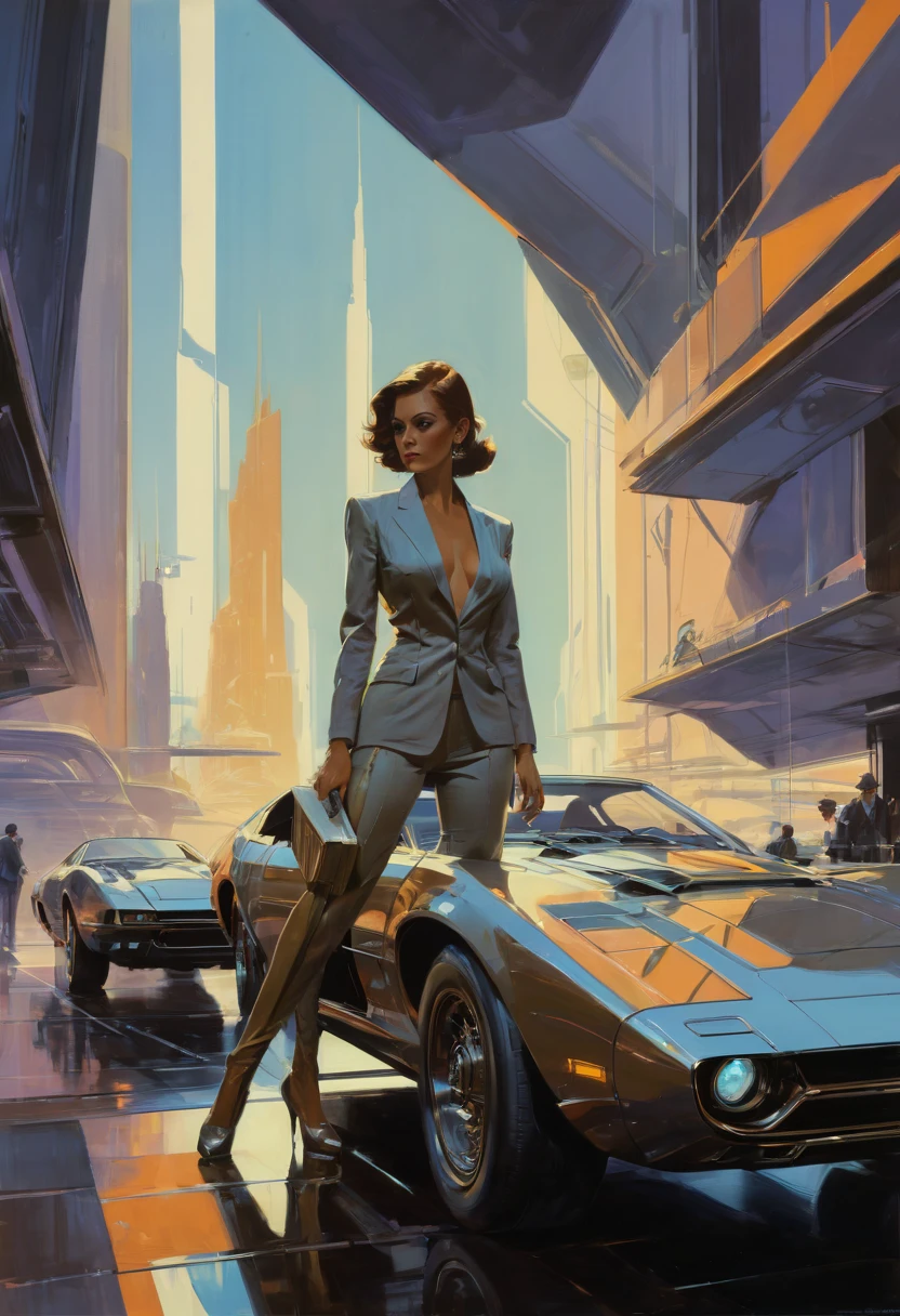 Secret Agent by Syd Mead, best quality, masterpiece, Representative work, official art, Professional, Ultra intricate detailed, 8k
