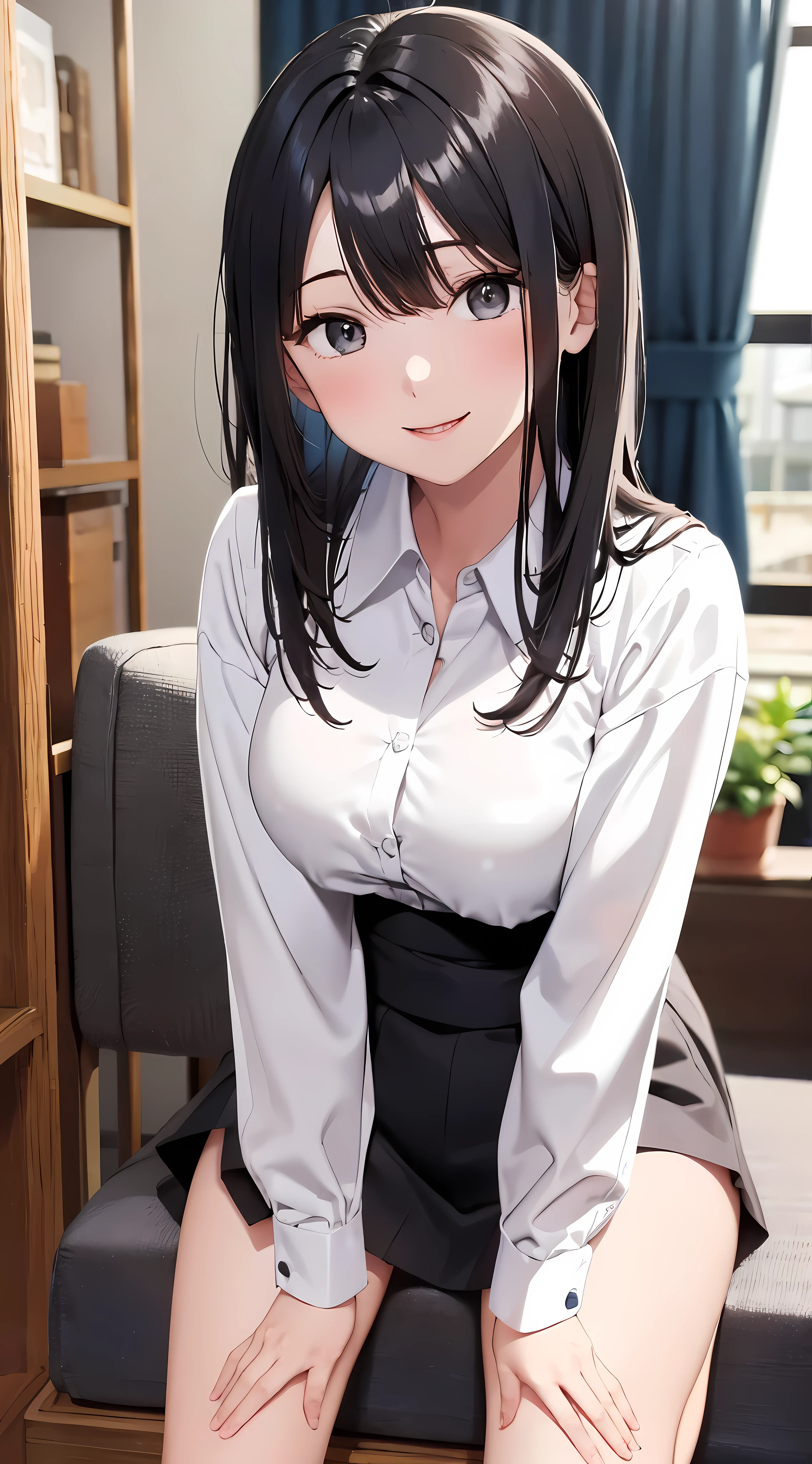 NSFW Tohsaka Rin, Aqua Eye, (Black Hair:1.5), hair ribbon, Long Hair, ribbon, Side Lock, Both sides up, (Parted bangs:1.5), break (brown Sweater vest:1.2), collared shirt, Homurahara Academy uniform, neck ribbon, red ribbon, ribbon, , shirt, Sweater vest, white shirt, break indoors, classroom, break looking at viewer, (Cowboy Shot:1.5) break (masterpiece:1.2), Highest quality, High resolution, unity 8k wallpaper, (figure:0.8), (Beautiful attention to detail:1.6), Highly detailed face, Perfect lighting, Highly detailed CG, (Perfect hands, Perfect Anatomy), Sit on a chair Cute white panties Spread your legs Spread your legs