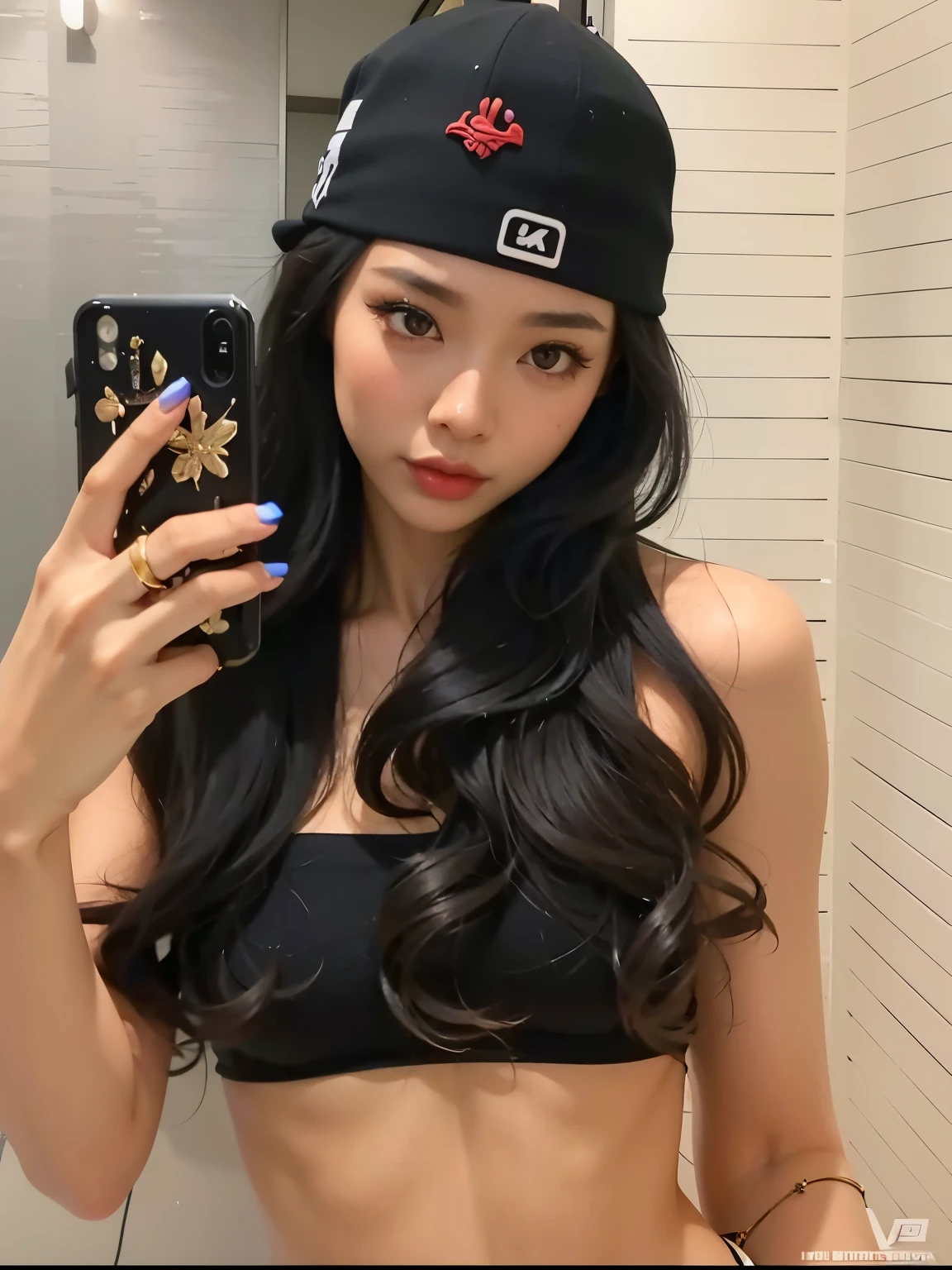 Arafed woman wearing a black top and a black hat taking a selfie, 2 female model, asian girl with long hair, 18 years, Jennie rosa negra, 22 years, beautiful asian girl, muchacha coreana, an asian woman, 21 years, asian features, ilya kuvshinov con pelo largo, asian girl