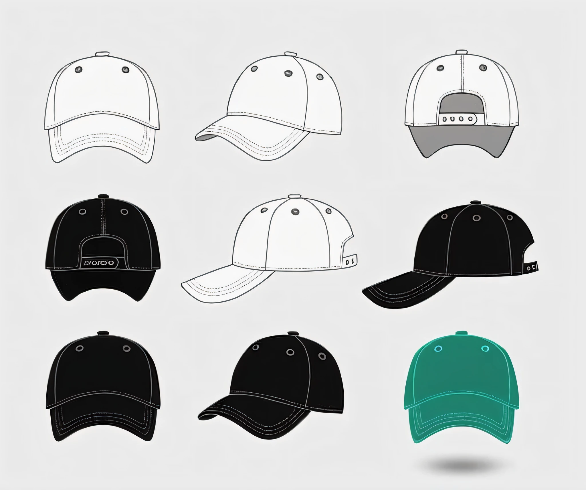 a set of baseball caps with different colors and shapes, wearing a baseball cap backwards, wearing a backwards baseball cap, wearing a baseball cap, wearing baseball cap, baseball cap, wearing a baseball hat, hats, various colors, svg vector art, vector illustration, vector line - art style, line - art, illustration line art style, hand holding cap brim