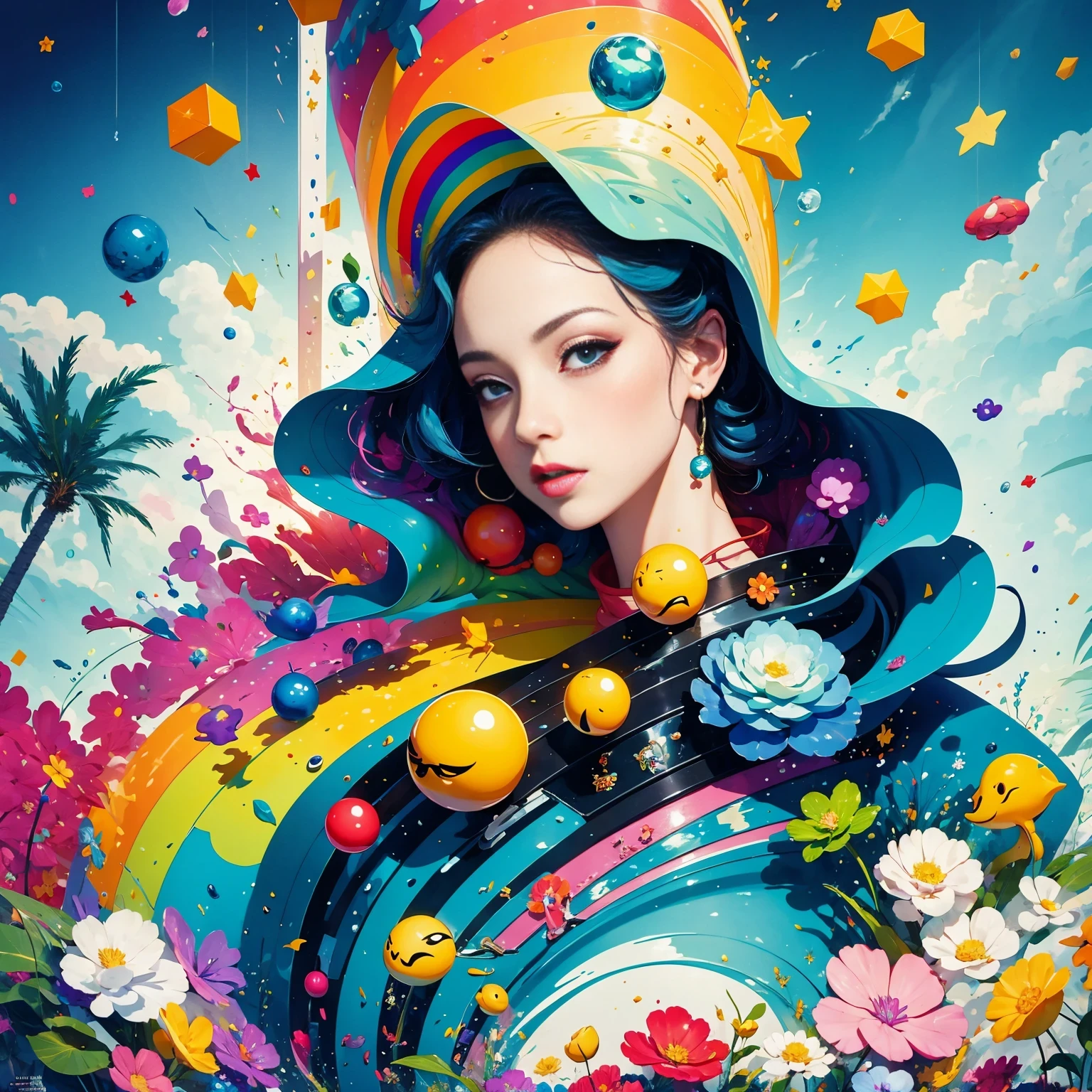 (masterpiece, best quality:1.2), Graffiti漫画,Graffiti, wall, full image, High resolution and high contrast,simple,knight,alone,Abstract surreal colors, popular geometric surrealism, rainbow colored dreams
