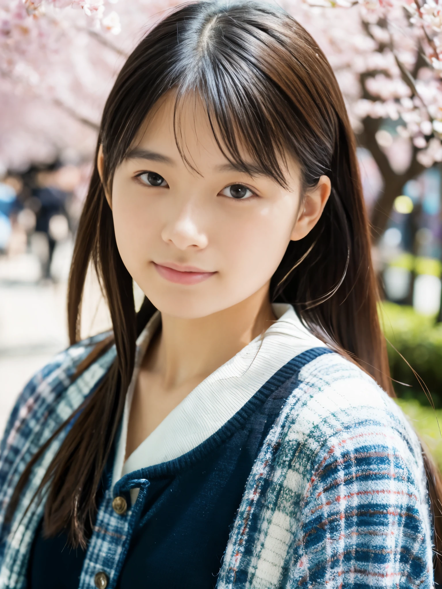 Photoreal, 8K full-length portrait, Beautiful woman, attractive look, Clear system, 16 years old, Tokyo, spring, Shibuya in the background