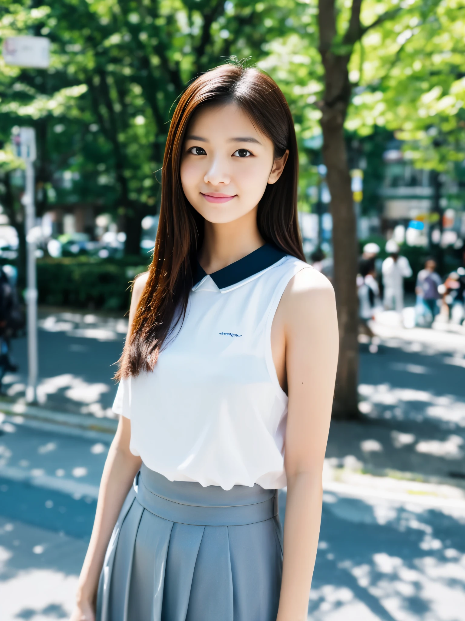 Photoreal, 8K full-length portrait, Beautiful woman, attractive look, Clear system, , Tokyo, spring, Shibuya in the background