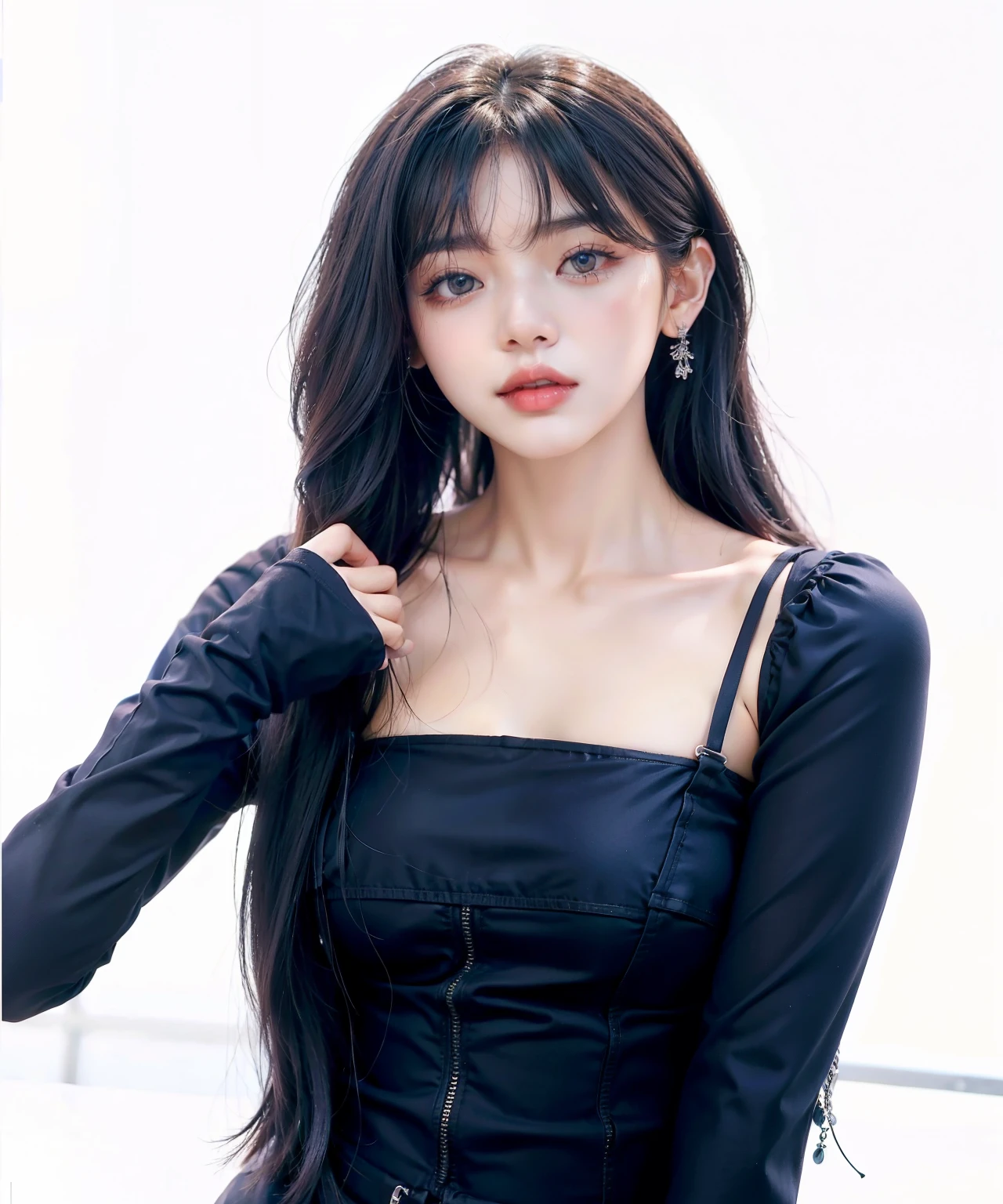 um close de uma mulher com longos cabelos pretos usando um vestido preto, ela tem cabelo preto com franja, Kim Doyoung, Ulzzang, Jaeyeon Nam, Jinyoung Shin, lalisa manobal, Lee Ji-eun, Lee Ji-Eun, bae suzy, sui ishida com cabelo preto, Heonhwa Choe, cabelo preto longo com franja, Miss A Suzy, Blackpink Jennie