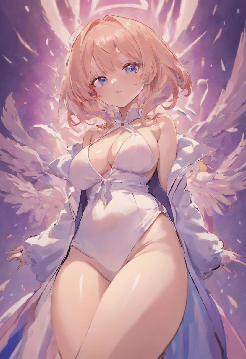 Wearing a white robe，big breasts，Showing slender thighs and calves，The complexion is like snow，middle aged，long black hair，blue eyes，Lying in bed，simple-minded，with a slightly furrowed brow