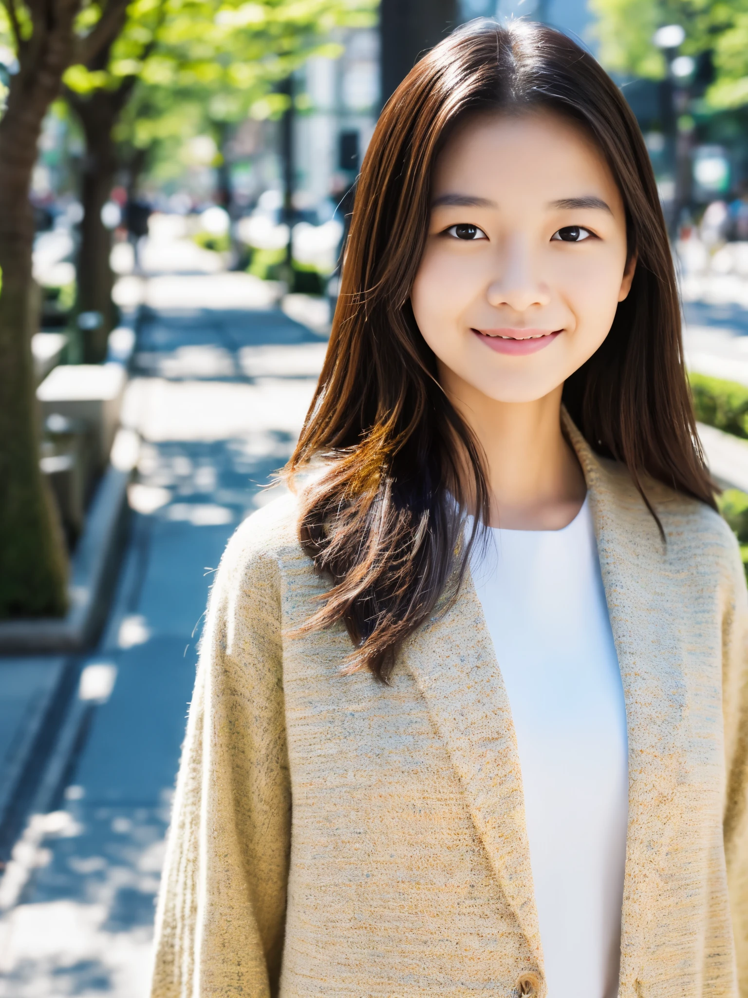 Photoreal, 8K full-length portrait, Beautiful woman, attractive look, Clear system, 16 years old, Tokyo, spring, Shibuya in the background
