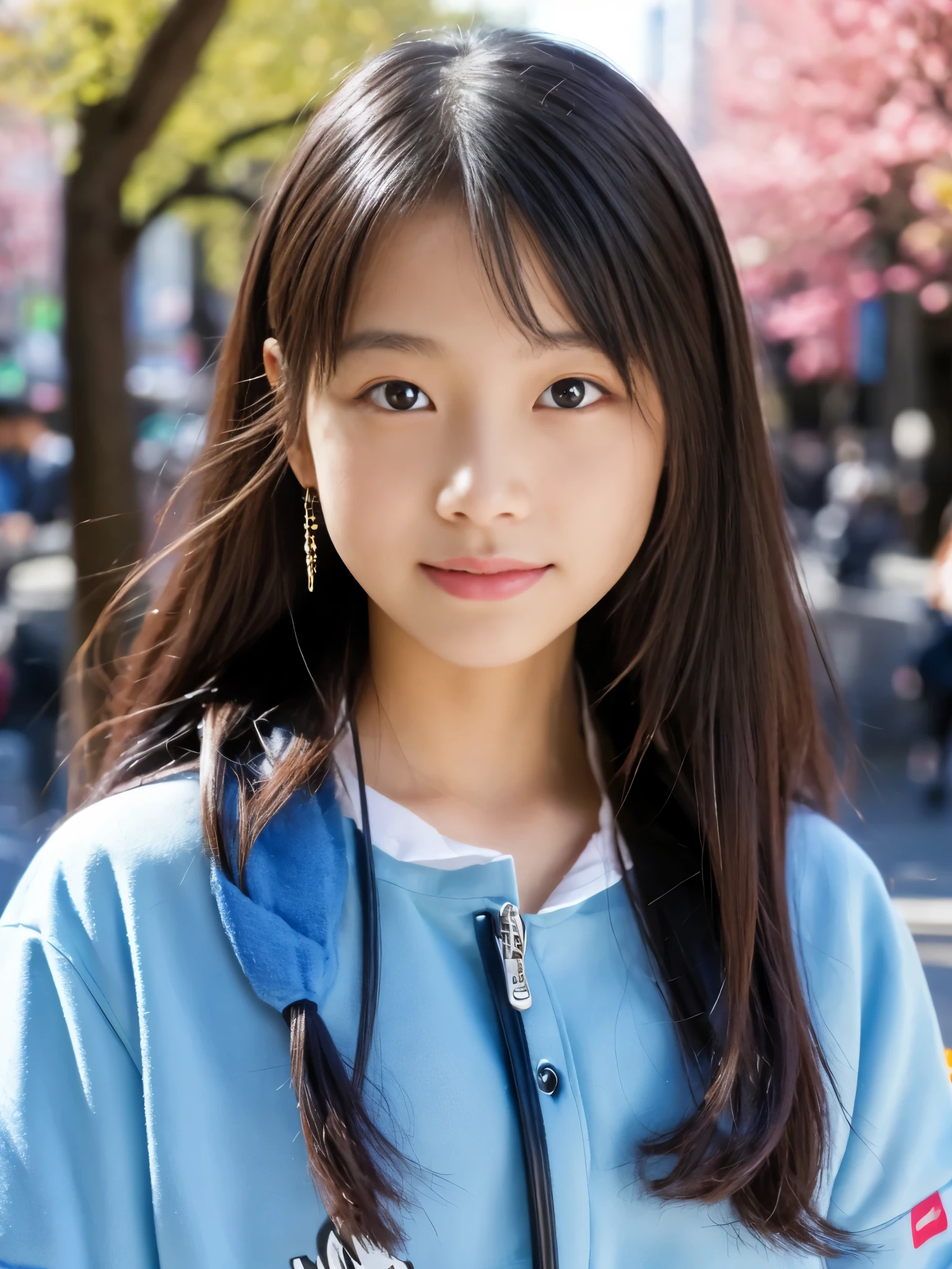 Photoreal, 8K full-length portrait, Beautiful woman, attractive look, Clear system, , Tokyo, 2024, spring, Shibuya in the background