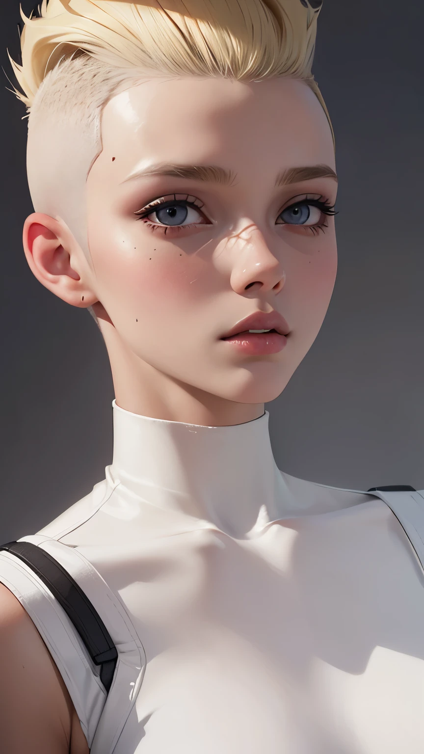 (perfect face) a 20 yo woman, blonde, (hi-top fade:1.3), dark theme, soothing tones, muted colors, high contrast, (natural skin texture, hyperrealism, soft light, sharp)