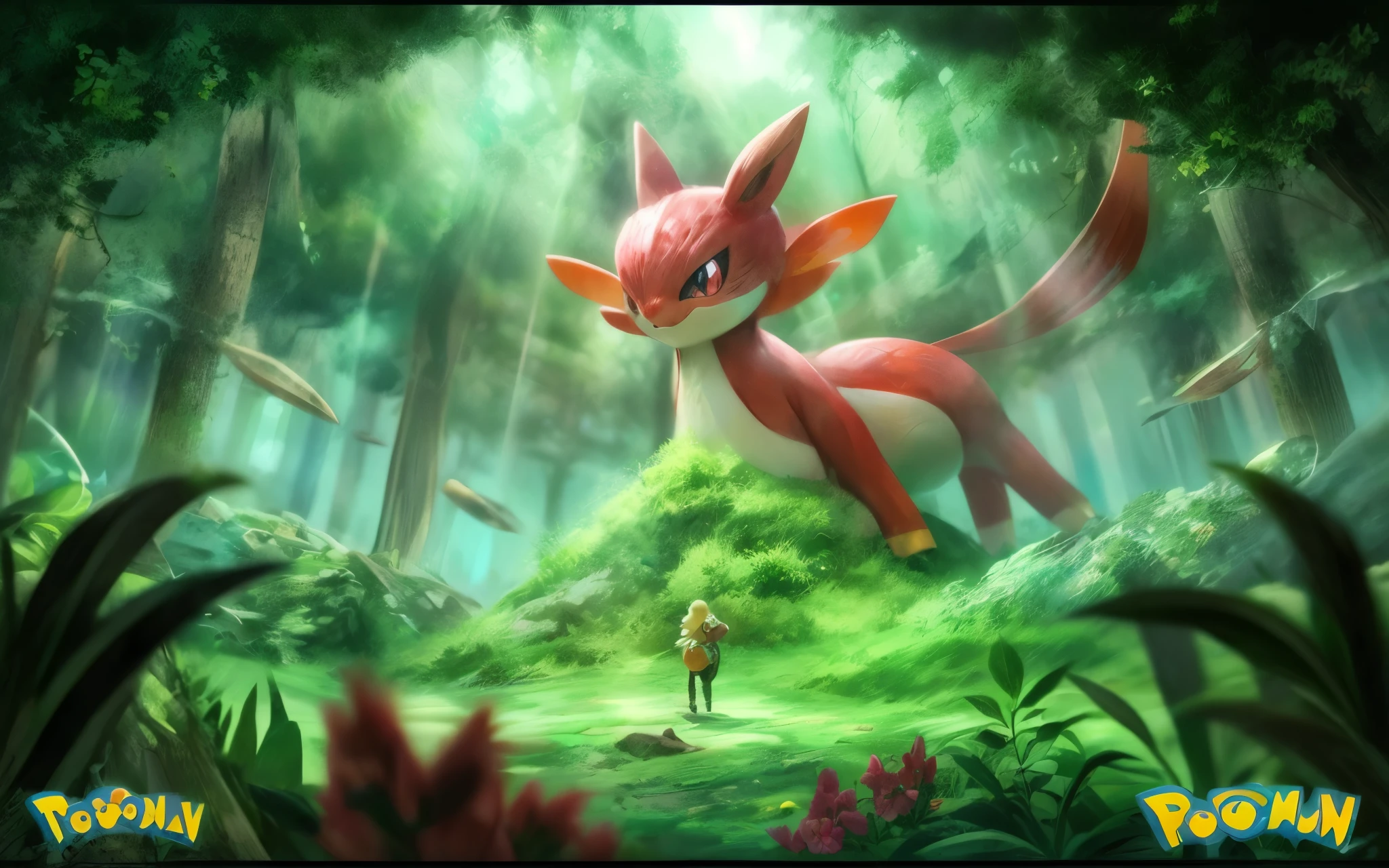 (a cinematic,meditation style)A peaceful scene unfolds as we find ourselves in a serene landscape, filled with lush greenery and vibrant colors. In the center, a Pokémon stands tall, exuding an aura of tranquility and strength. The details of its features are beautifully emphasized, from its mesmerizing eyes to its exquisite facial expression. The Pokémon's body is adorned with intricate patterns and designs, giving it a sense of elegance and mystique. The artwork is created using a combination of digital illustration and traditional painting techniques. The medium used is a mix of watercolor and acrylic, resulting in a visually captivating piece. The textures and brushstrokes are lovingly rendered, adding depth and dimension to the image. Surrounding the Pokémon are elements of nature, including gently swaying trees and blooming flowers. The sunlight filters through the foliage, casting a warm and gentle glow on the scene. The colors are vibrant and harmonious, creating a visually pleasing and calming atmosphere. The quality of the image is of the highest standard, with a resolution of 4k. Every detail is meticulously rendered, allowing for a truly immersive viewing experience. The colors are vivid and true to life, capturing the essence of the Pokémon and its surroundings. The art style can be described as cinematic, with a focus on creating a visually stunning and emotionally evocative piece. The composition is carefully crafted, drawing the viewer's gaze to the Pokémon and its captivating presence. The atmosphere is serene and peaceful, inviting the viewer to indulge in a moment of meditation and reflection. The color tone of the artwork is rich and diverse, with a wide range of hues and shades. The palette includes deep blues, soothing greens, and vibrant pops of color, creating a balanced and visually striking image. The lighting in the scene is soft and diffused, casting gentle shadows and highlights on the Pokémon and its surroundings.