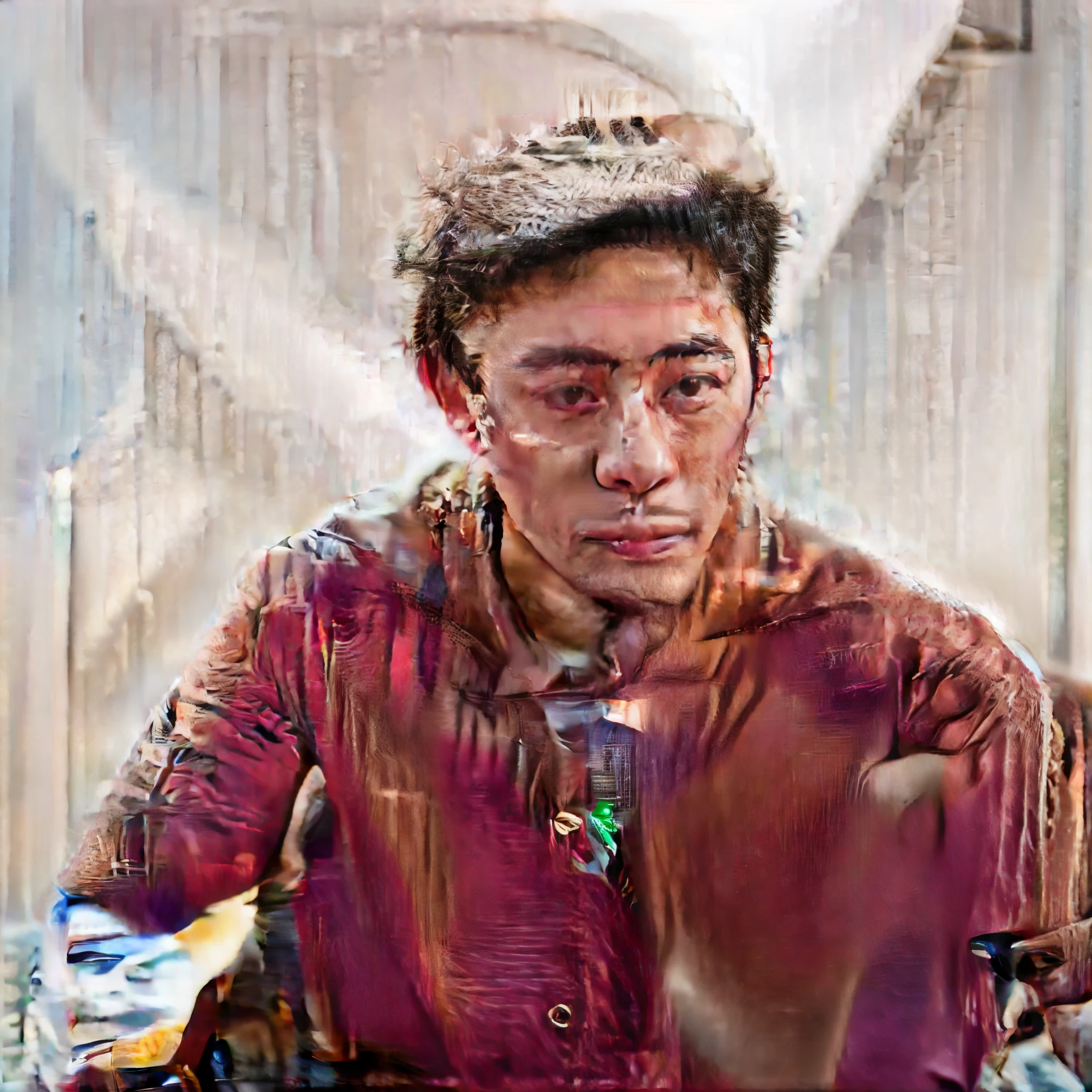 there is a muscular Japanese teenager boy wearing wet diaper sitting at a table with a plate of food, twitch streamer / gamer ludwig, muscular, taken in the early 2020s, extremely high quality picture, 8k selfie photograph, with nerdy glasses and goatee,machine gun Kelly in real life, headshot profile picture, holding it out to the camera, extremely high quality