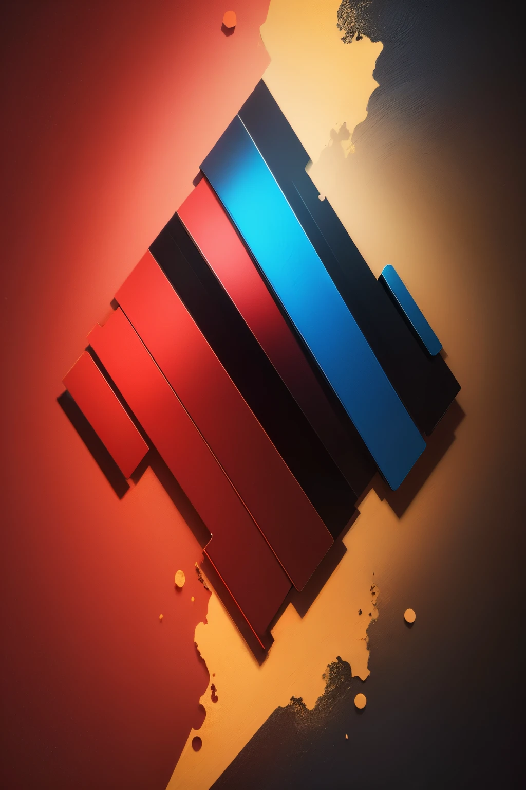 abstract background, red, black, blue, and golden ARC chips.