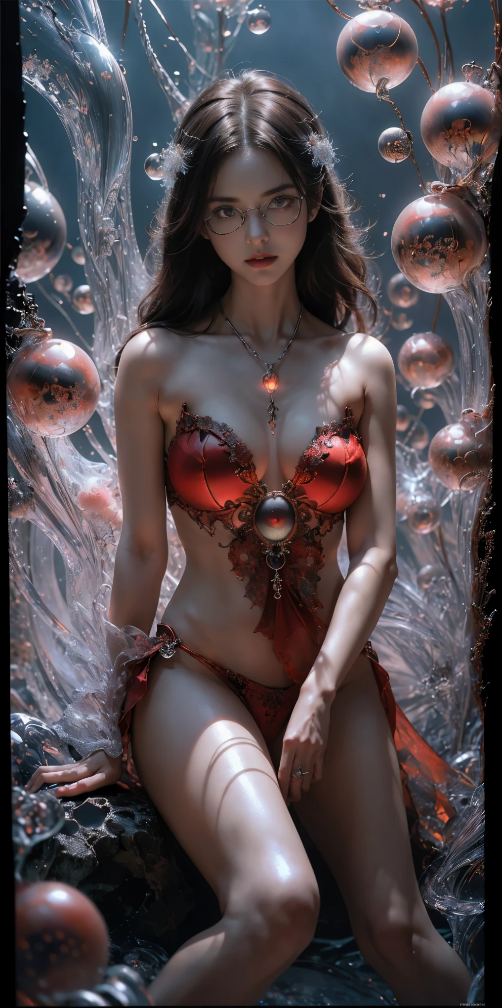 (The best illustrations)、realisitic、ultra-detailliert、The best lighting、Best Shadows、alluring succubus, ethereal beauty, perched on a cloud, (fantasy illustration:1.3), enchanting gaze, captivating pose, delicate wings, otherworldly charm, mystical sky, (Luis Royo:1.2), (Yoshitaka Amano:1.1), Dungeon and Dragon、caves、Dungeon、 A Necromancer、natta、Dark style、Succubus、Devil's Daughter、Bat Wings,(((Demon Hornlack-rimmed round glasses))))、(red eyes glowing:1.6)、beautiful countenance、Tindall Effect、(High Detail Skins:1.2) absurderes、Ponytail distortion、jewely、Beautiful expression、Toned waist、Wide buttocks、Tindall Effectmasuter piece、top-quality、Highest Standards、Top image quality、masutepiece、intricate detailes、High resolution、Depth Field、natural soft light、profetional lighting、Great smile、(High Detail Skin: 1.2)、photorealistic anime girl render、Strong highlights of the eyes、Perfect Anatomy、crotch open、Shy、Spreading your legs、Panties are visible、Skirt flipping、Body shiny with oilerectile nipple))、8K resolution、intricate clothing、Intricate details