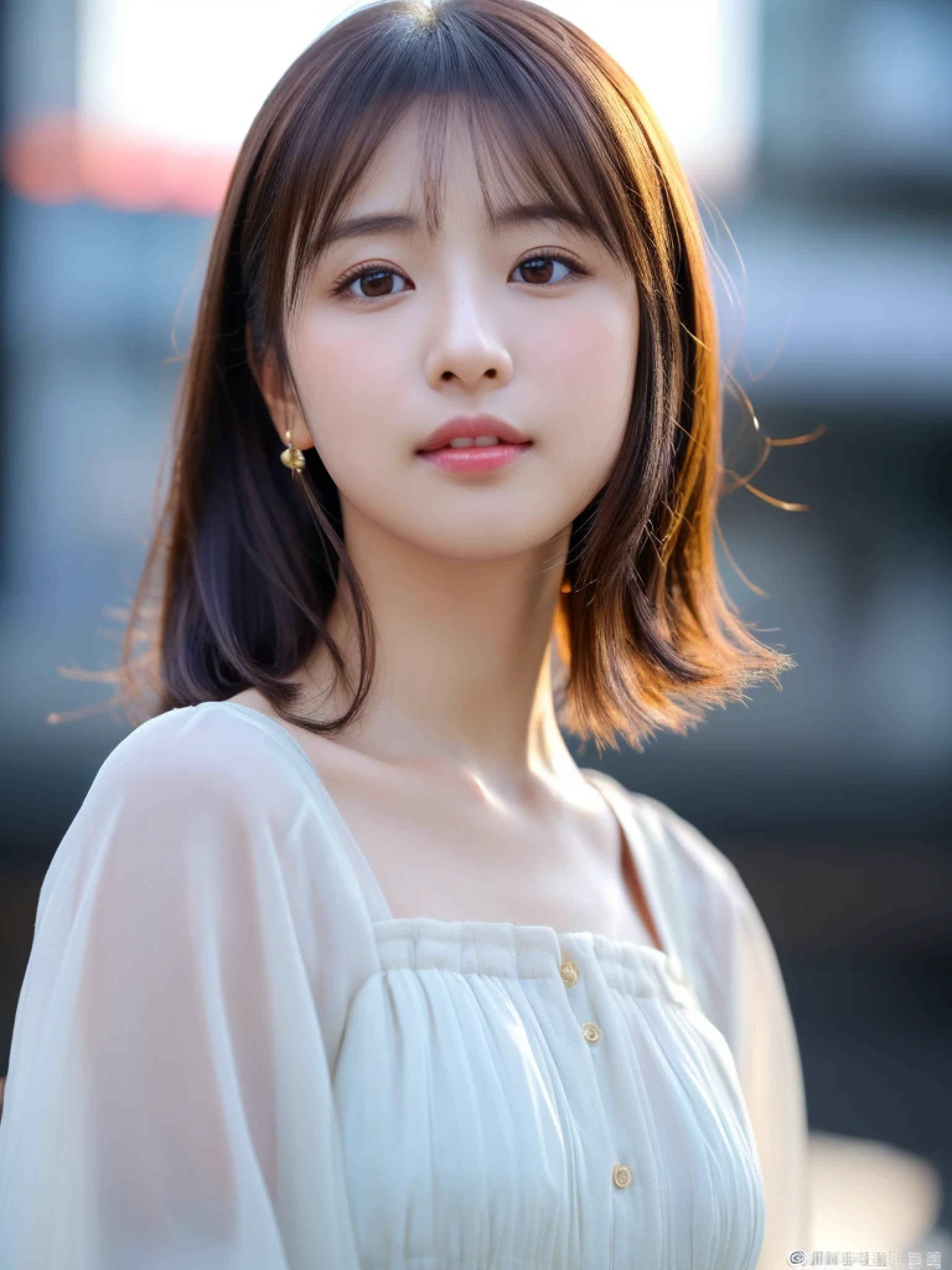 ((cute日本の女の子、beautiful japanese girl、1 girl、19 years old、ponytail、Highly detailed face and skin texture、super detailed face、highly detailed eyes、Lee Hong、blush、close-up of woman、front、 from the neck up、cute、Highly detailed face and skin texture、smooth white skin、Transparent skin texture、))、(dark brown hair)、looking at camera、sharp focus：1.2、beautiful woman with perfect style：1.4、japanese model、young gravure idol、若いcuteグラビアアイドル、Realistic young gravure idol、sophisticated gravure idol、((highest quality、8k、masterpiece:1.5、１photograph))、(4k、RAWphotograph、highest quality)、Place a person on the other side of the screen、Natural light、professional lighting、(realistic、フォトrealistic:1.5)、
